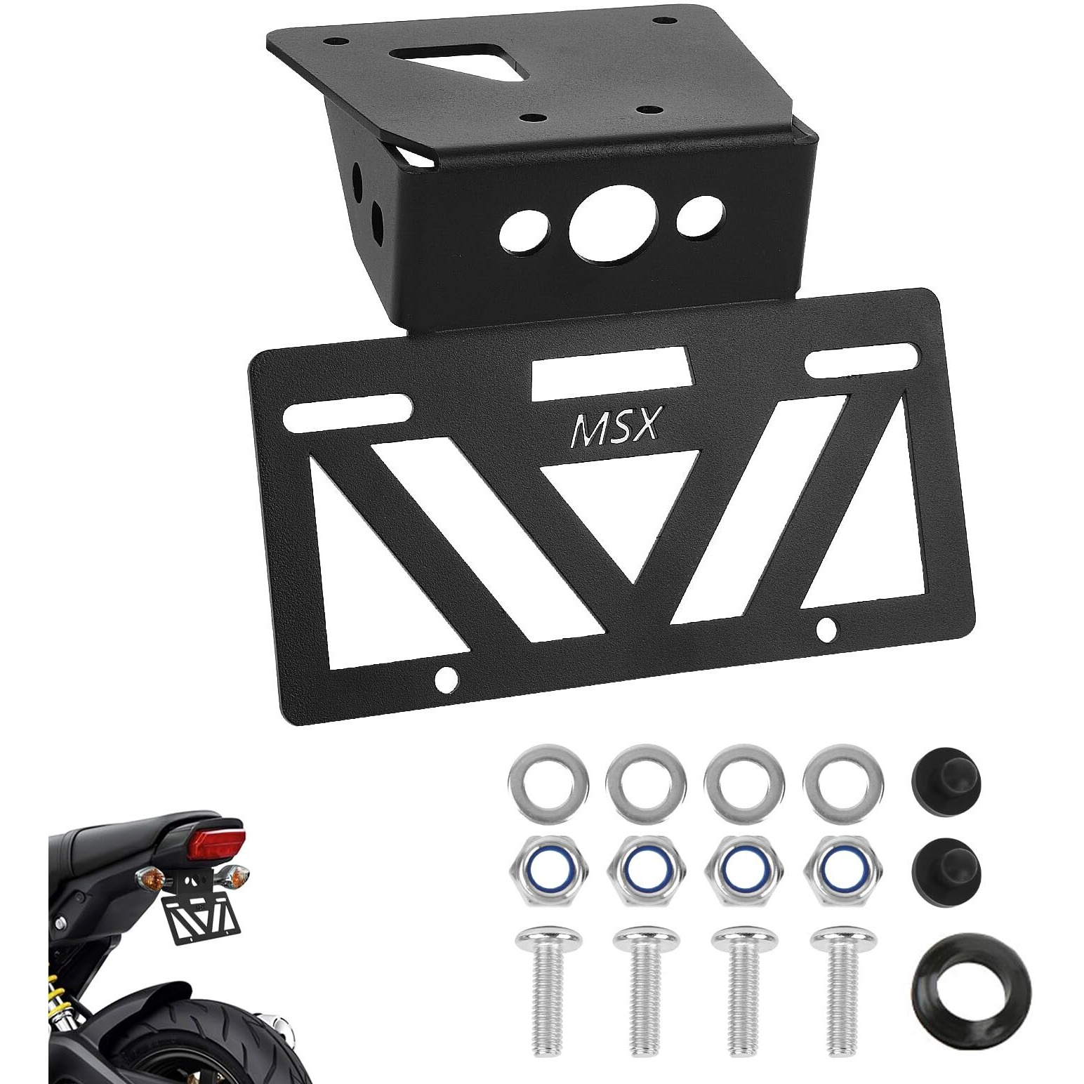 Inkudri 2023 2024 Grom Fender Eliminator 2022 Grom Tail Tidy Grom License Plate Bracket Mount 2024 Grom License Plate Holder Fit With Oem & Aftermarket Turn Signals Msx125 Grom Fender Delete