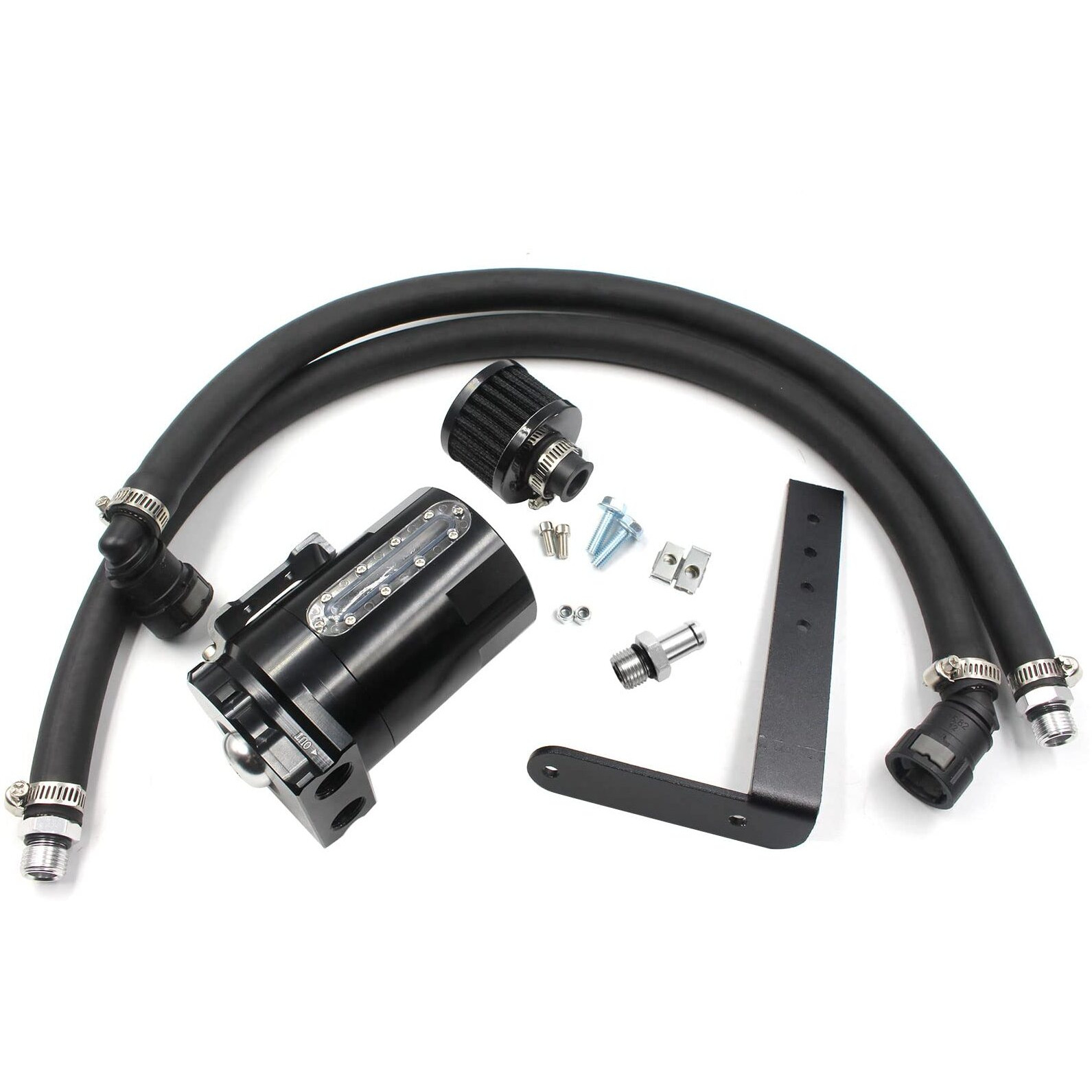 Oil Catch Can Passenger Side Oil Separator Tank With Breather Filter  Sight Glass Fits Ford F150 5.0L/2.7Eb/3.5Eb 2011-2021  Raptor 3.5L Ecoboost 2017-2021  Expedition 3.5L Ecoboost 2018-2021