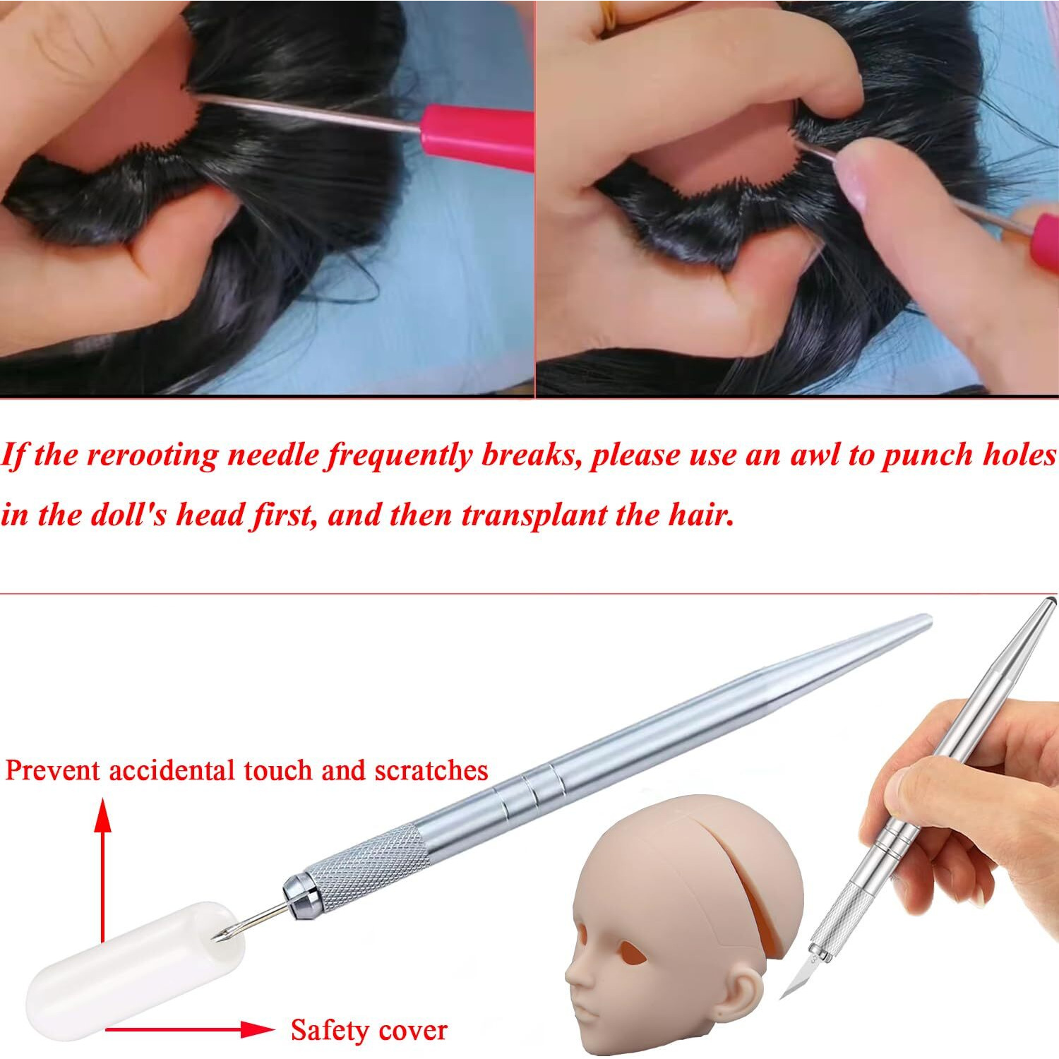 Doll Hair Rerooting Tool Rooting Needles Reborn Baby Wefts Wigs Ob Bjd Sd Diy Making Crafts Supplies Replacement Accessories Kit