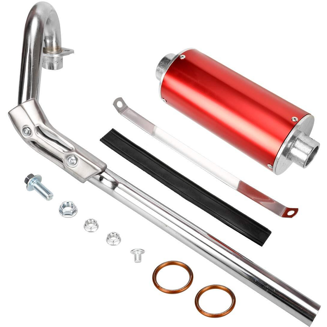 Fvrito High Performance Big Bore Muffler Exhaust Silencer Pipe Head Assembly For Honda Xr50 Crf50 Chinese 70Cc 110Cc 125Cc Sdg Ssr Taotao Atomik Thumpstar Roketa Coolster Apollo Dirt Pit Bike Red