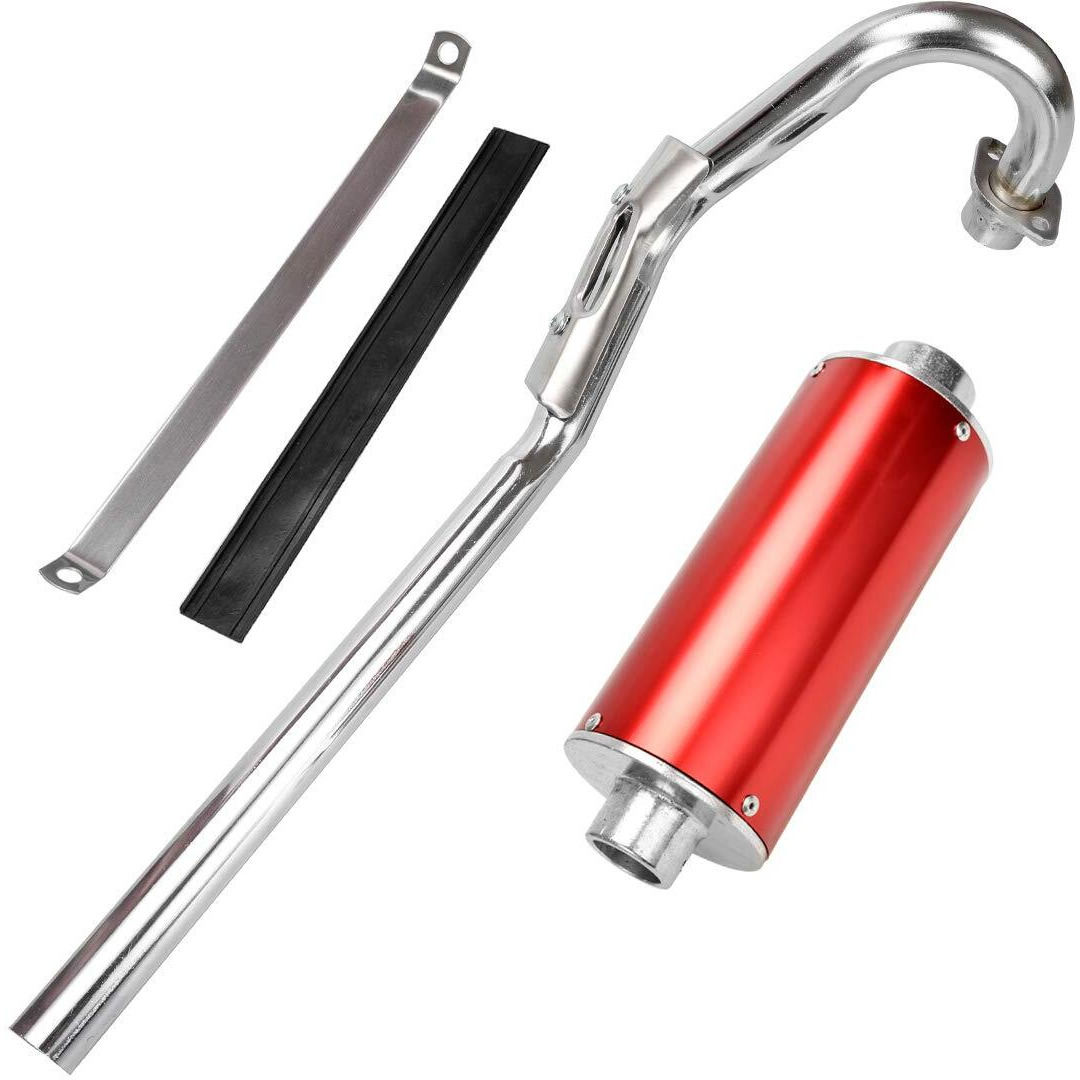 Fvrito High Performance Big Bore Muffler Exhaust Silencer Pipe Head Assembly For Honda Xr50 Crf50 Chinese 70Cc 110Cc 125Cc Sdg Ssr Taotao Atomik Thumpstar Roketa Coolster Apollo Dirt Pit Bike Red