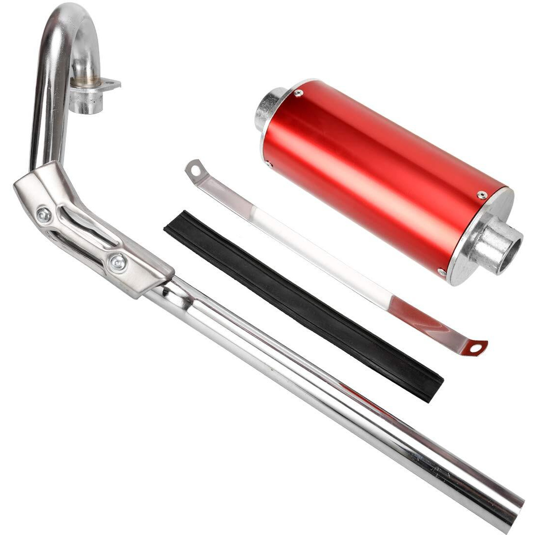 Fvrito High Performance Big Bore Muffler Exhaust Silencer Pipe Head Assembly For Honda Xr50 Crf50 Chinese 70Cc 110Cc 125Cc Sdg Ssr Taotao Atomik Thumpstar Roketa Coolster Apollo Dirt Pit Bike Red