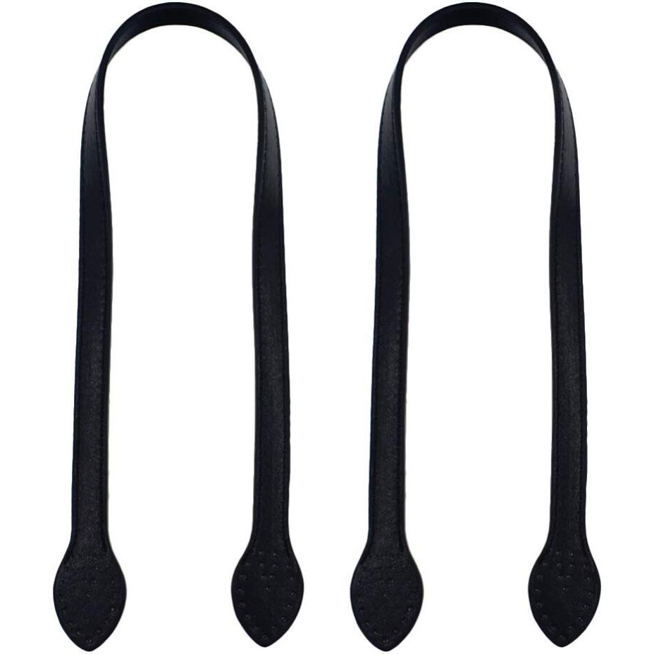 Supvox 2Pcs 24 Leather Purses Straps Leather Bag Handles Replacement Purse Straps Handbag Bag Wallet Straps (Black)