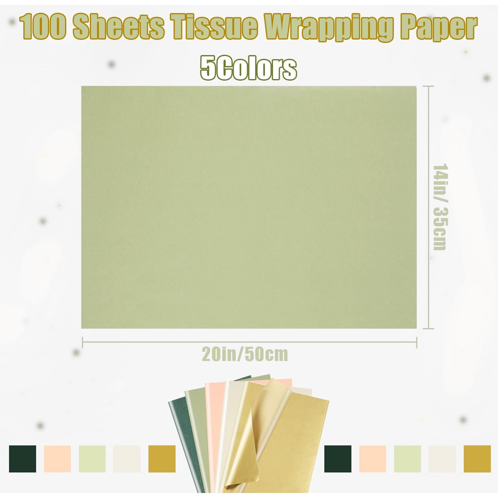 100 Sheets 20 * 14 Inches Green Yellow Gold Rose Tissue Paper For Gift Wrapping  Assorted Color Tissue Paper For Gift Bags For Wedding Valentines Greenery Themed Birthday Party Craft