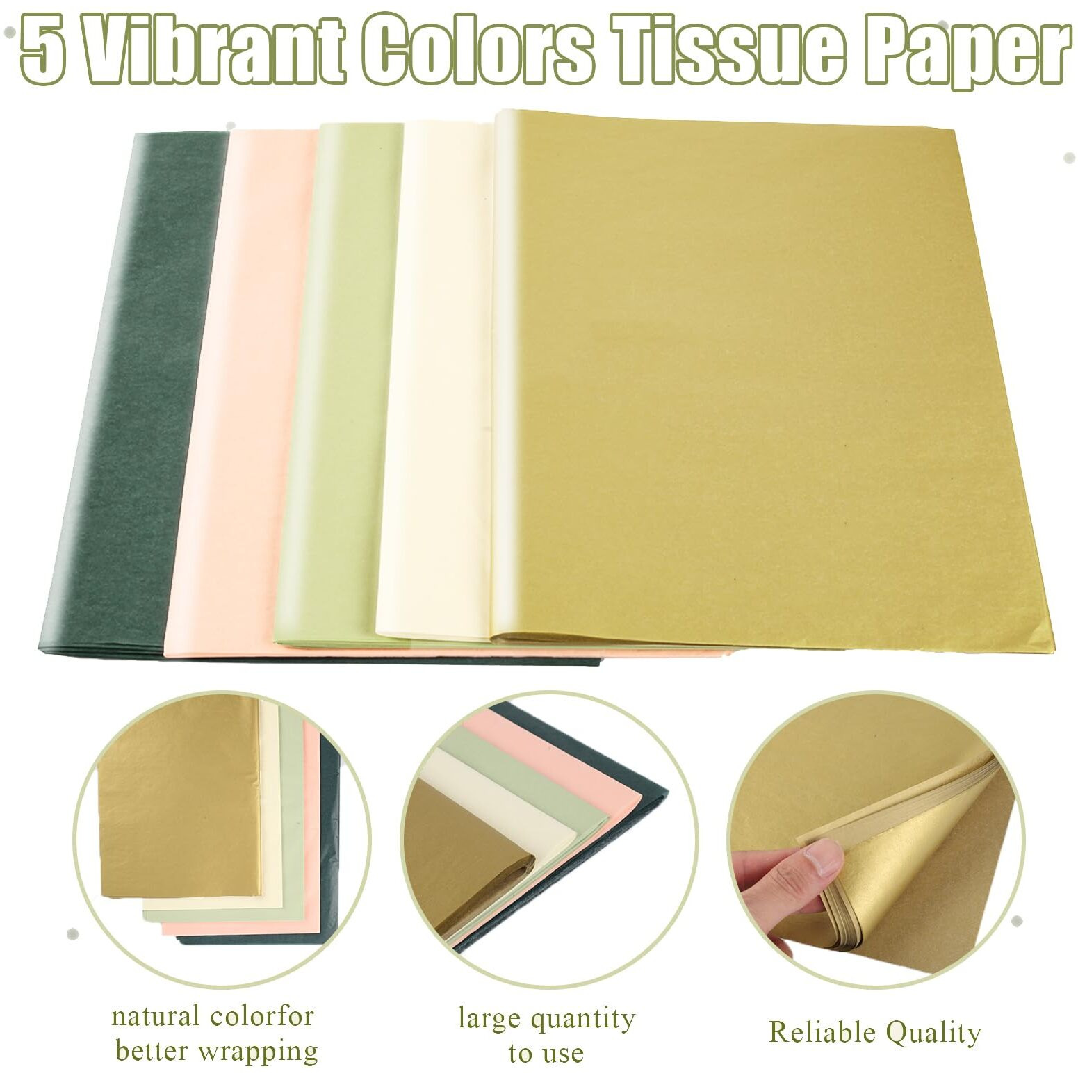 100 Sheets 20 * 14 Inches Green Yellow Gold Rose Tissue Paper For Gift Wrapping  Assorted Color Tissue Paper For Gift Bags For Wedding Valentines Greenery Themed Birthday Party Craft