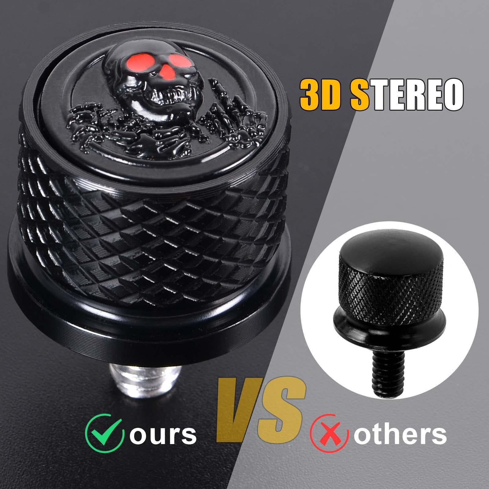 Sresk 3D Rear Fender Seat Bolt Screw For Harley Dyna Sportster Softail Road Glide Street Touring King Cvo Electra Iron 883 Bob 1996-2022 Thread 1/4""-20 Knurled Seat Nut (Black)