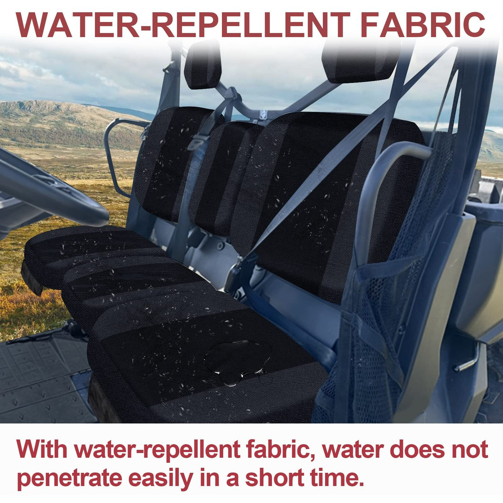 Starknightmt Utv Defender Seat Cover  Waterproof Dustproof Seat Covers Black Compatible With Can Am Defender Dps Max 6X6 Pro 2016-2024 Split Bench Seats Covers Defender Accessories