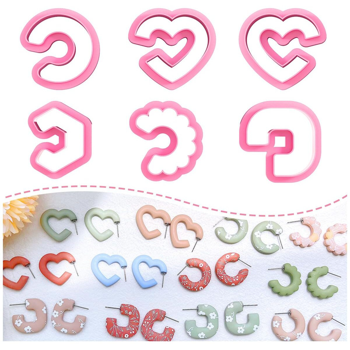 Keoker Clay Cutters For Polymer Clay Jewelry  Hoop Polymer Clay Cutters For Earrings Jewelry Making  5 Shapes Potted Plant Clay Earrings Cutters  Clay Cutters
