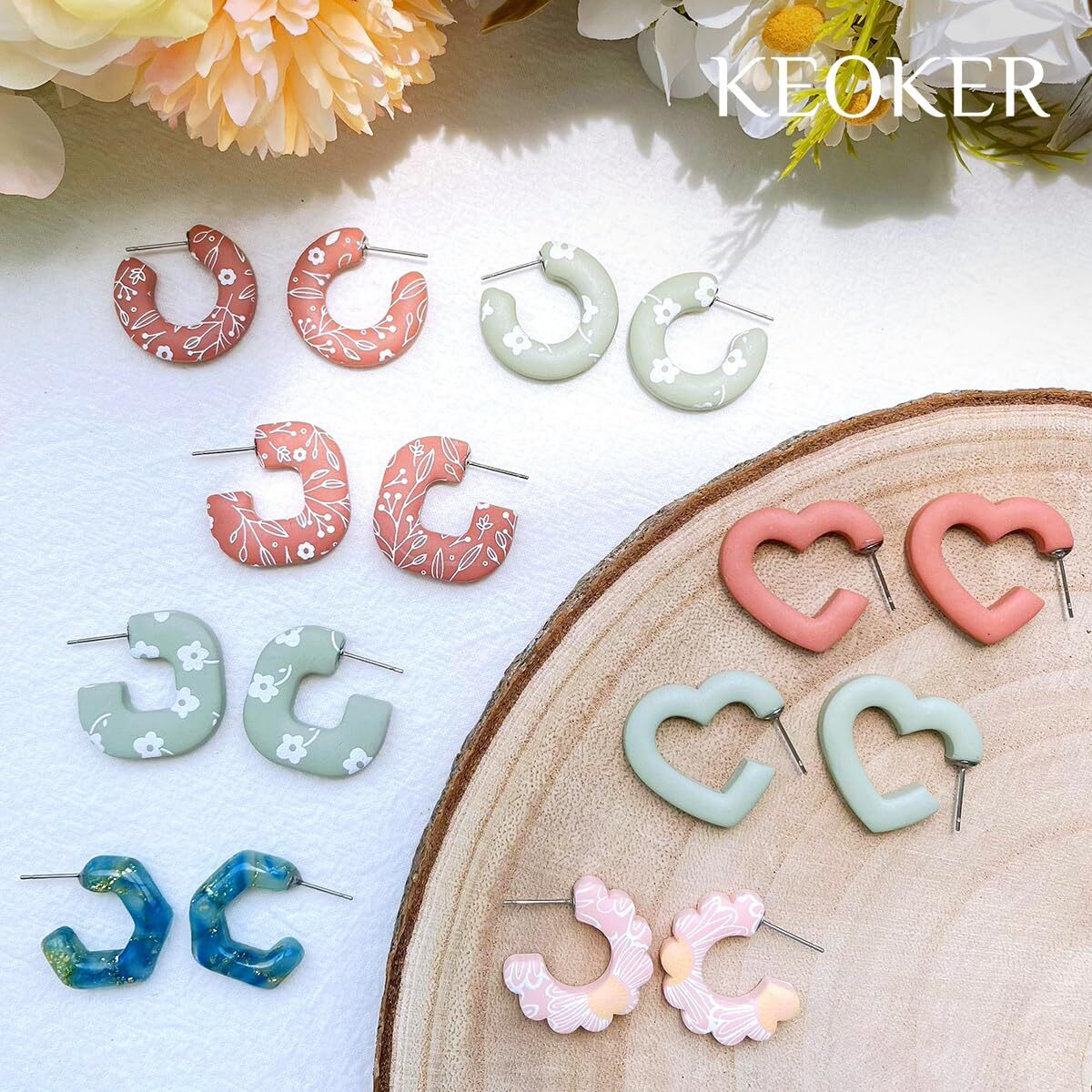 Keoker Clay Cutters For Polymer Clay Jewelry  Hoop Polymer Clay Cutters For Earrings Jewelry Making  5 Shapes Potted Plant Clay Earrings Cutters  Clay Cutters