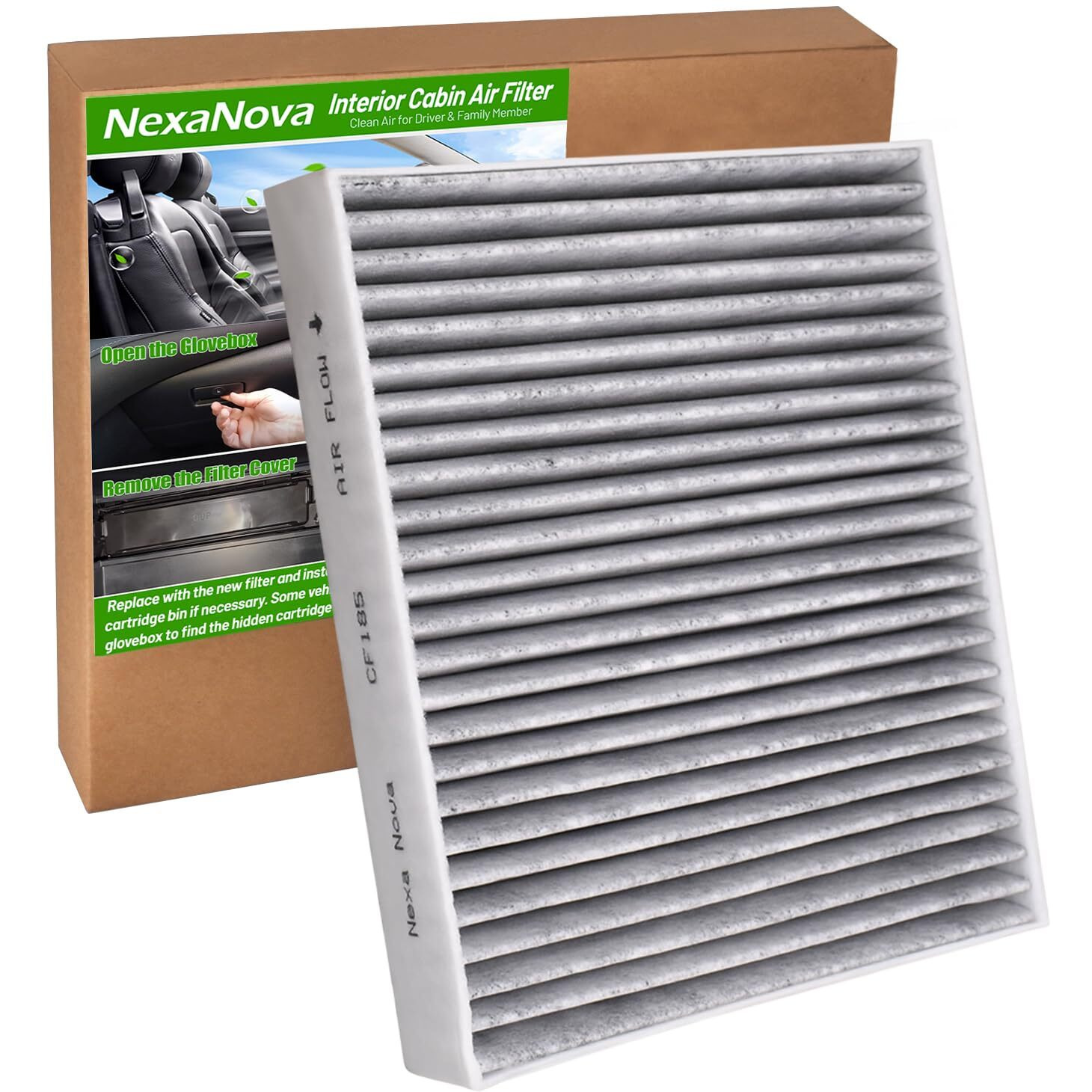 Nexanova Cf185 Cabin Air Filter Fits 2014-2022 Chevy/Gmc/Cadillac/Buick Silverado Camaro Colorado Cruze Sonic Equinox Impala Malibu Silverado Sierra Canyon Yukon Escalade Ats Ct4 Ct5 Enclave