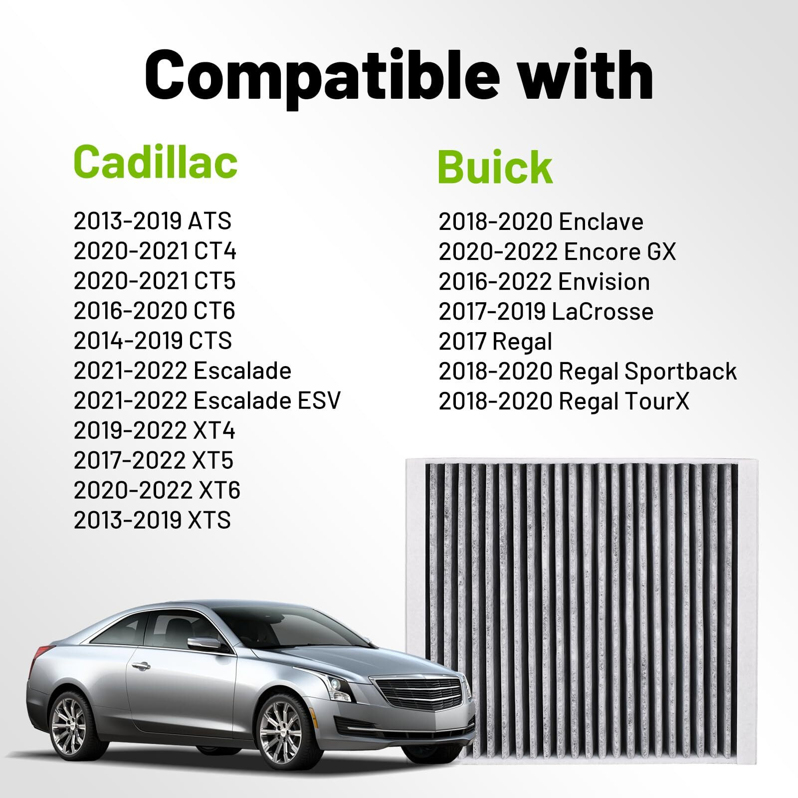 Nexanova Cf185 Cabin Air Filter Fits 2014-2022 Chevy/Gmc/Cadillac/Buick Silverado Camaro Colorado Cruze Sonic Equinox Impala Malibu Silverado Sierra Canyon Yukon Escalade Ats Ct4 Ct5 Enclave