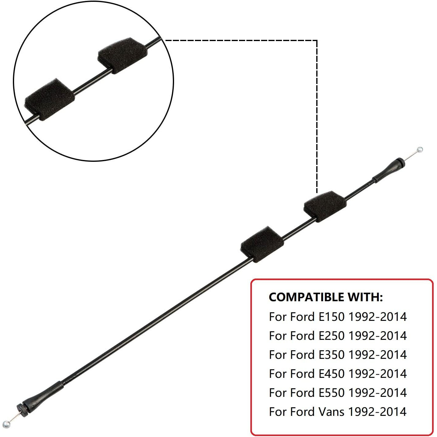 Door Latch Cable Rear Right Side Compatible With Ford E150 E250 E350 E450 E550 Econoline Van 1992-2014 Rear Cargo Door Latch Release Cable Replaces 8C2Z15431A02C 924-351
