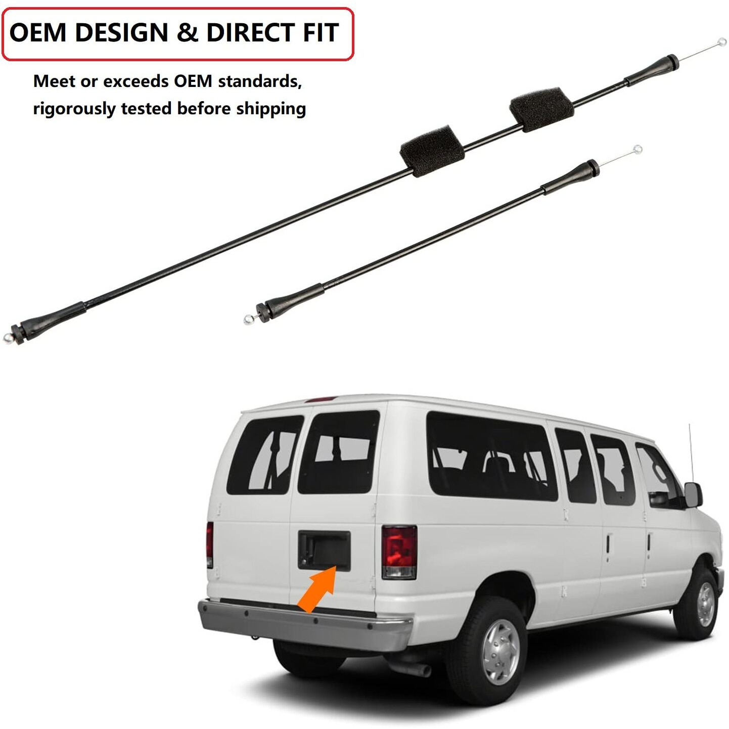 Door Latch Cable Rear Right Side Compatible With Ford E150 E250 E350 E450 E550 Econoline Van 1992-2014 Rear Cargo Door Latch Release Cable Replaces 8C2Z15431A02C 924-351