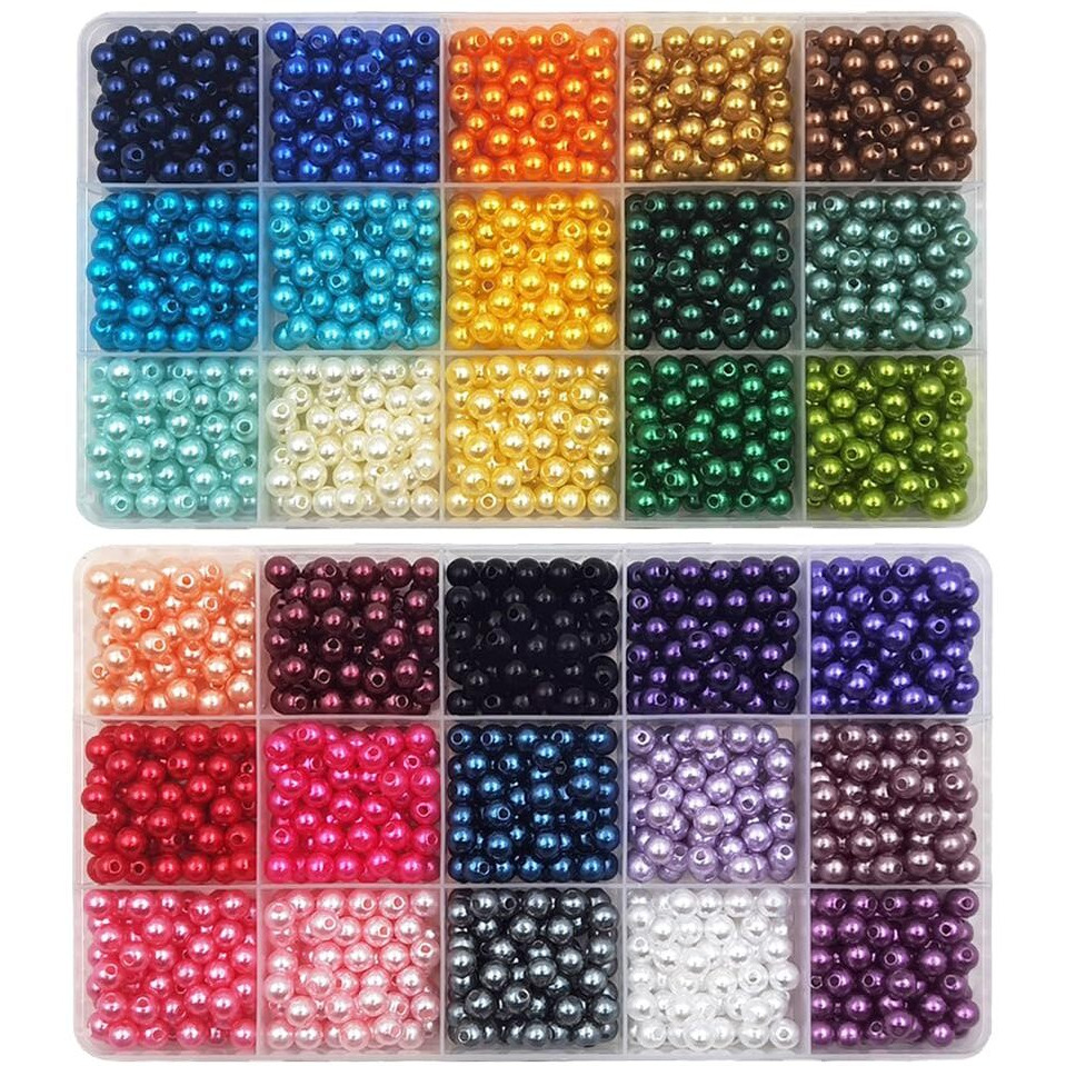 Inspirelle 1800 Pieces 6Mm Pearl Beads 30 Colors Plastic Spacers Beads For Jewelry Making And Crafting
