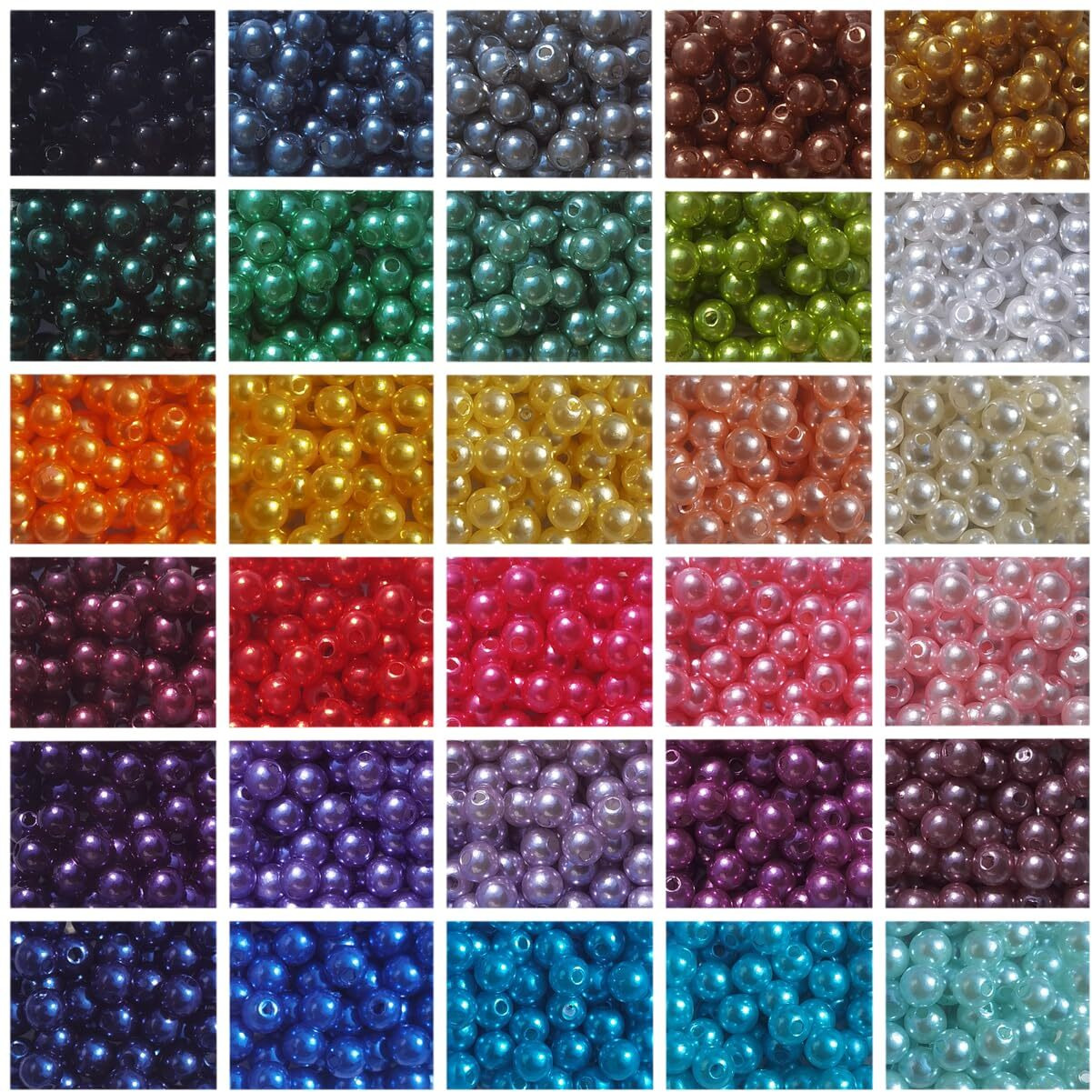 Inspirelle 1800 Pieces 6Mm Pearl Beads 30 Colors Plastic Spacers Beads For Jewelry Making And Crafting