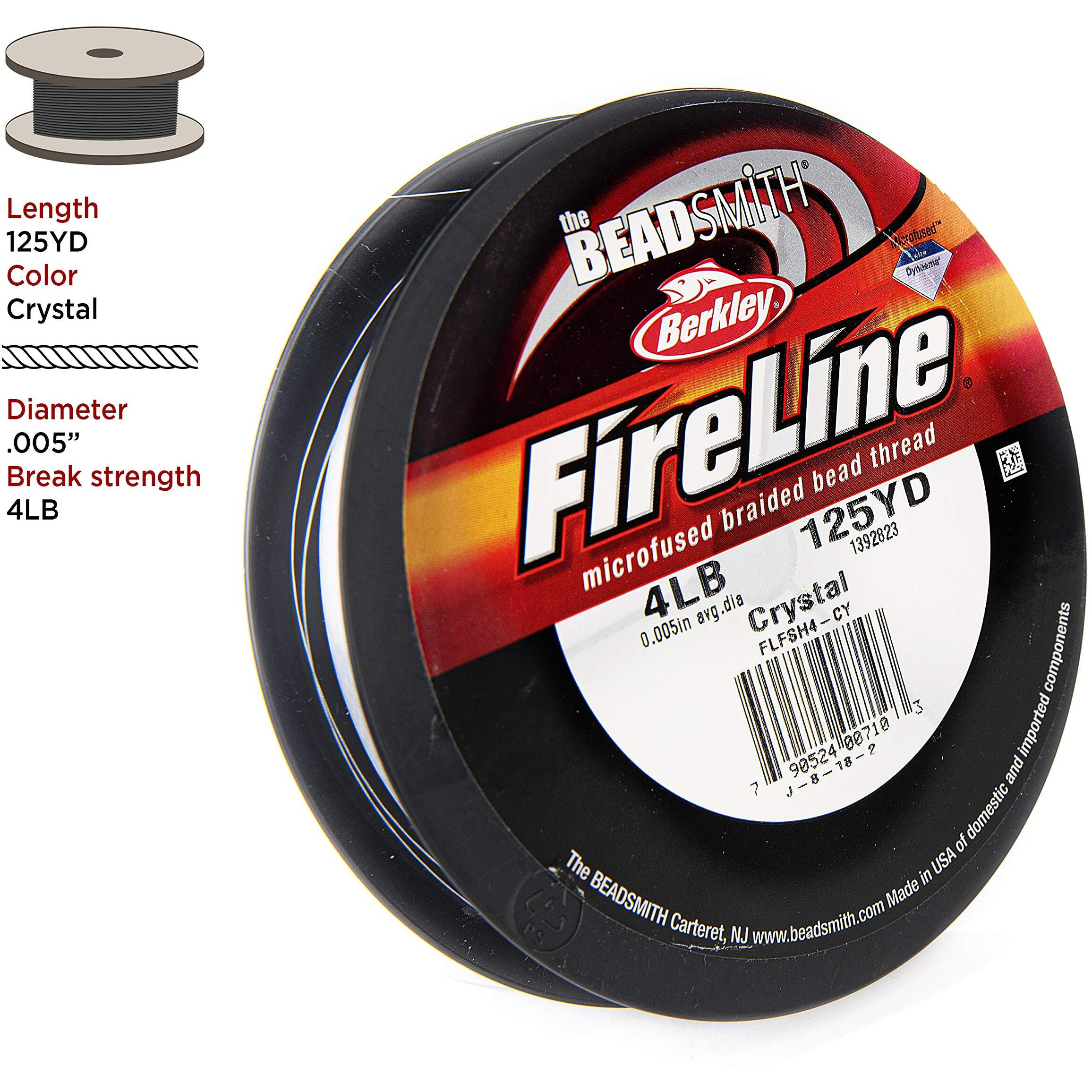 The Beadsmith Fireline By Berkley - Micro-Fused Braided Thread - 4Lb. Test  005 /.12Mm Diameter  125 Yard Spool  Crystal Color - Super Strong Stringing Material For Jewelry Making And Bead Weaving