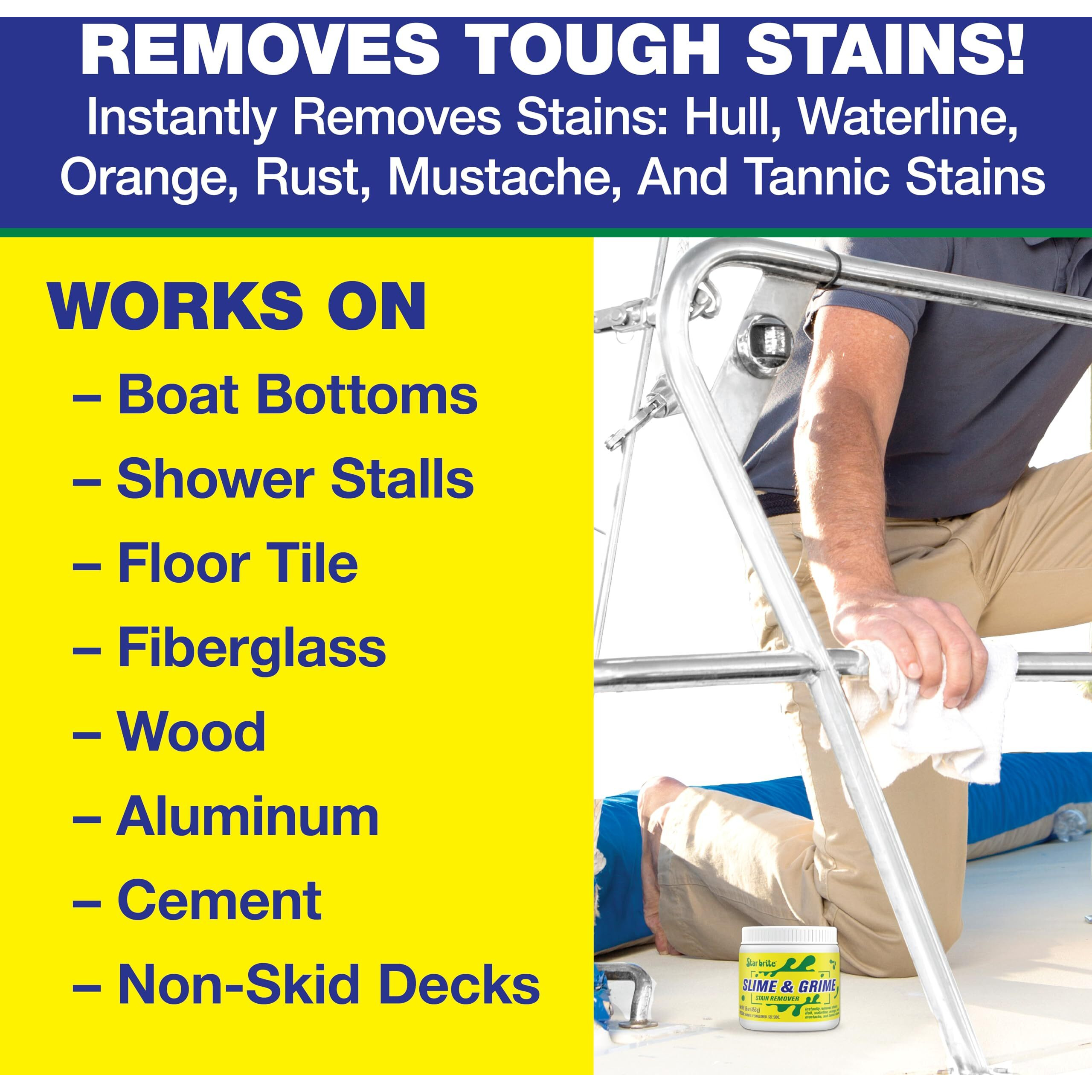 Star Brite Slime & Grime Stain Remover - Concentrate Makes 5 Gallons - Remove Tarnish  Rust & Tough Slimy Grimy Stains On Fiberglass  Metal  Wood  Cement  Tile  Decks & More - 16 Oz (094816)