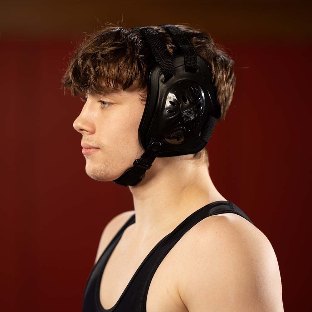 Matman Wrestling Headgear Adult Men Women Ear Guard Bjj Triforce Grappling Head Guard (Black)