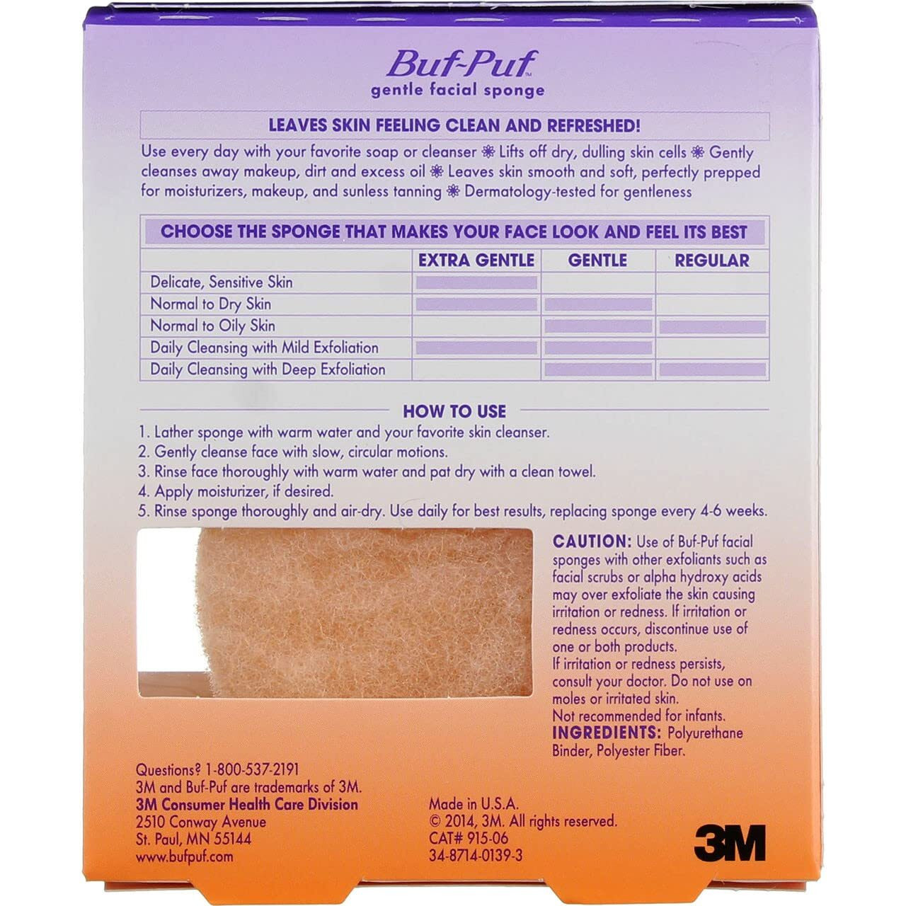Buf-Puf Gentle Facial Sponge  Face Scrubber For Dry Skin  1 Count (Pack Of 3)