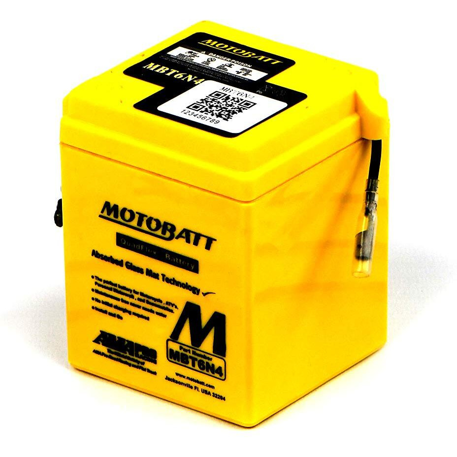 Motobatt Mbt6N4 (6V 4 Amp) Factory Activated Maintenance Free Quadflex Agm Battery