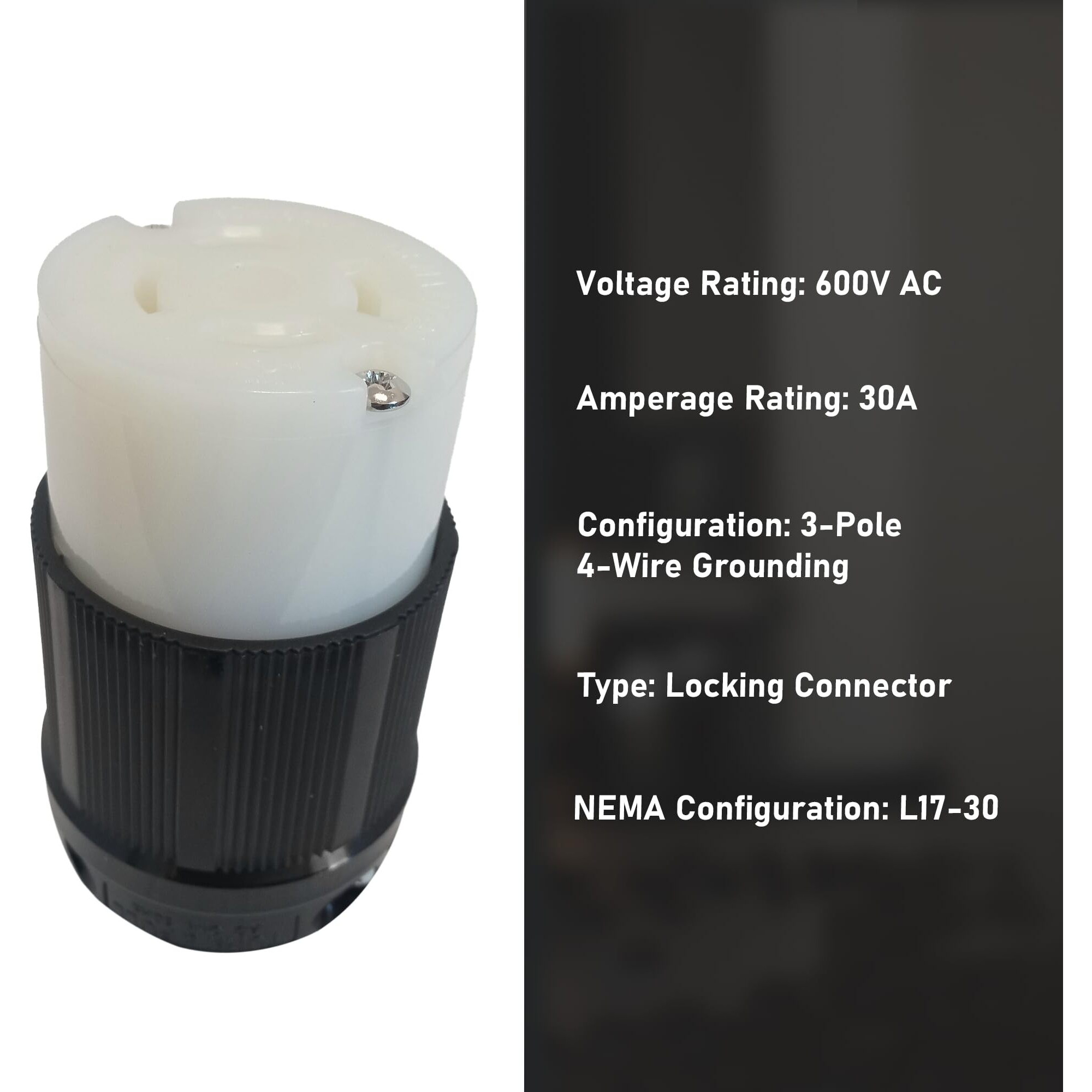 Ocsparts L17-30C Grounding Locking Connector | 30A 600V Ac - 3 Pole 4 Wire - Cul Listed - Nema L17-30