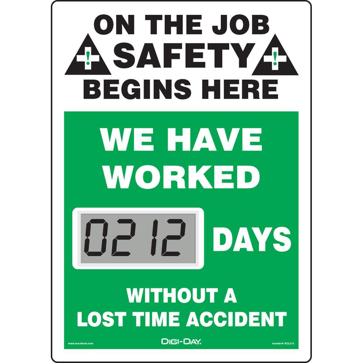 Accuformnmc Mini Digi-Day Battery Powered Electronic Safety Scoreboard Scl212  Tracks Days Without A Lost Time Accident  14 L X 10 W X 1 D  Bright Lcd Display  Made In Usa