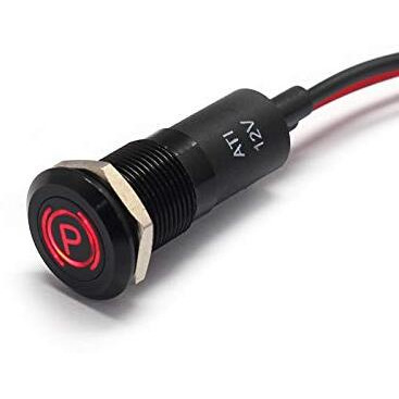 Alpinetech Plb12Ms 12Mm 1/2"" 12V Led Metal Signal Indicator Pilot Dash Light (Parking Brake Indicator)