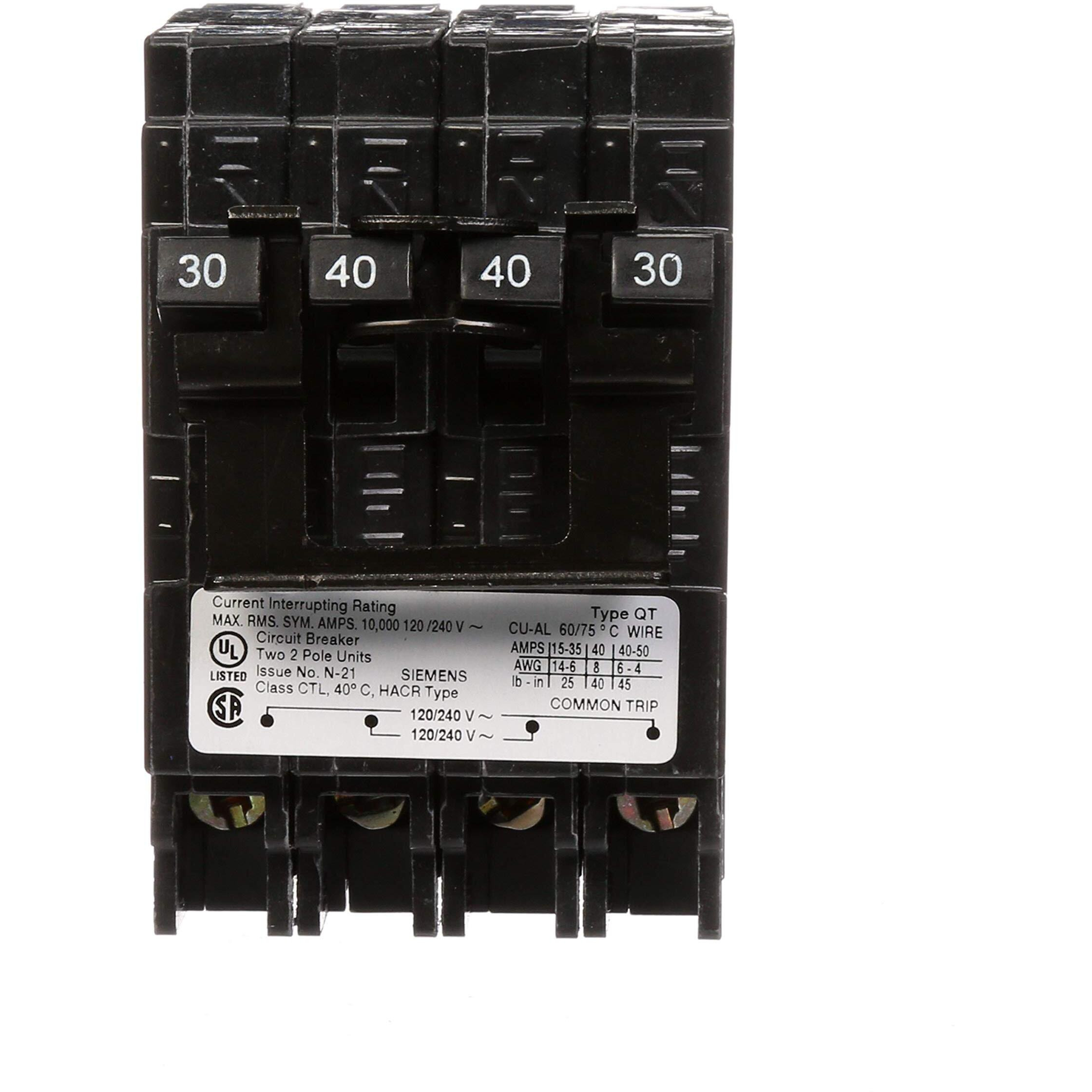 Siemens Q23040Ct2 30-Amp Double Pole/40-Amp Double Pole 10-Kaic Circuit Breaker