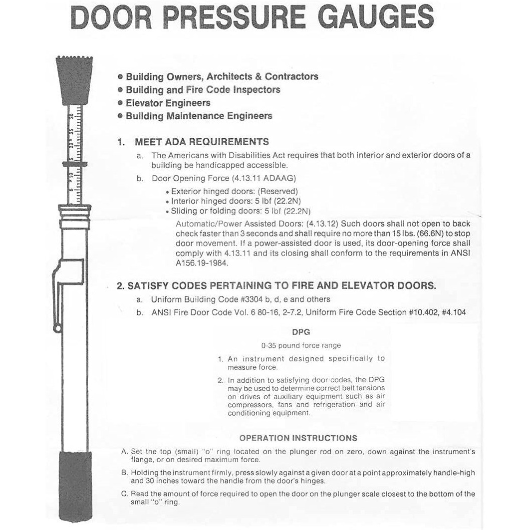 Door Pressure Gauge  0-35 Lbs - 3 Pack | Made In Usa