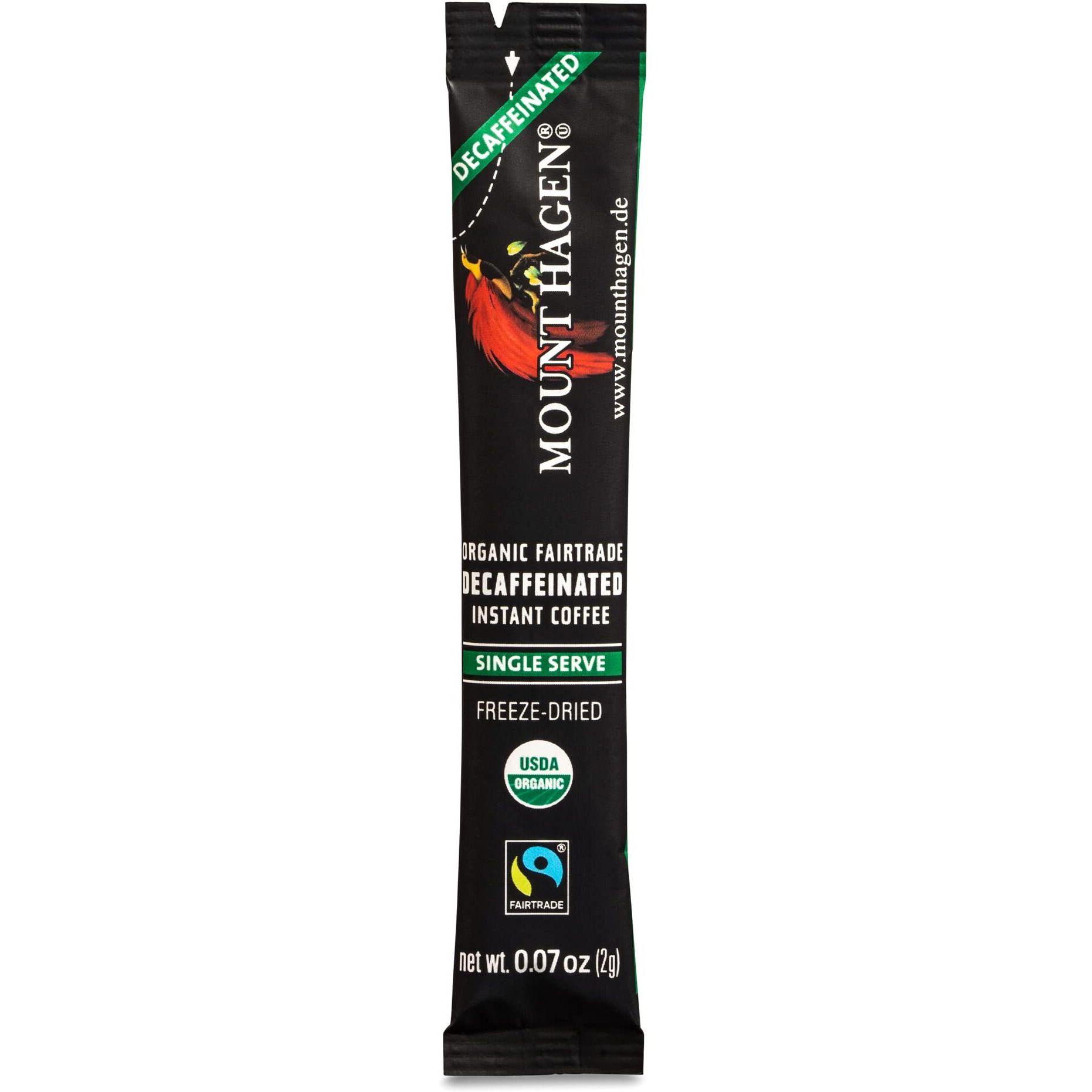 Mount Hagen 25 Count Single Serve Instant Decaf Coffee Packets | Decaffeinated Organic Medium Roast Arabica Beans | Eco-Friendly  Fair-Trade [25 Sticks/1.76Oz/50G]