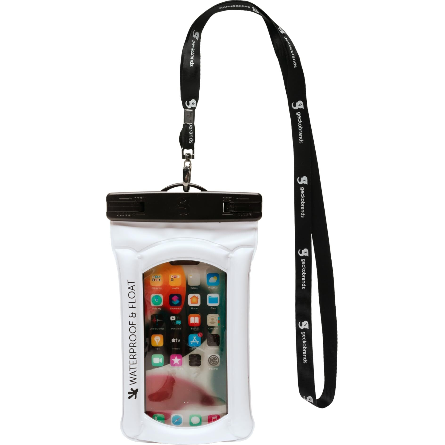 Geckobrands Floating Waterproof Phone Pouch | Waterproof Phone Case  Dry Bag Cell Phone Pouch For Iphone 15 14 13 12 11 Pro Max Xs Xr X  Galaxy S23 S22 S21 Ultra | Up To 7"" - 2 Pack  Black