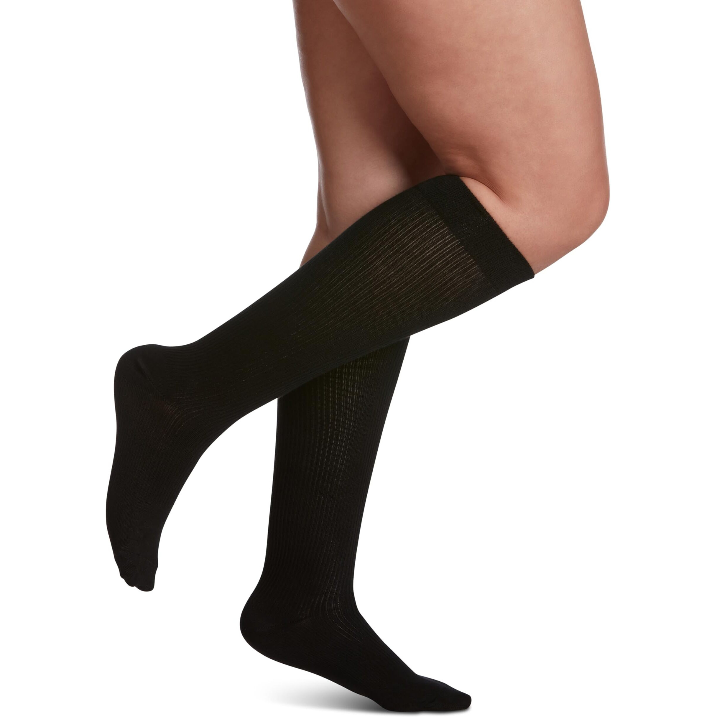 Sigvaris Women's Casual Cotton 146 - Calf High Medical Compression Socks - 15-20Mmhg - Black - A (Small)