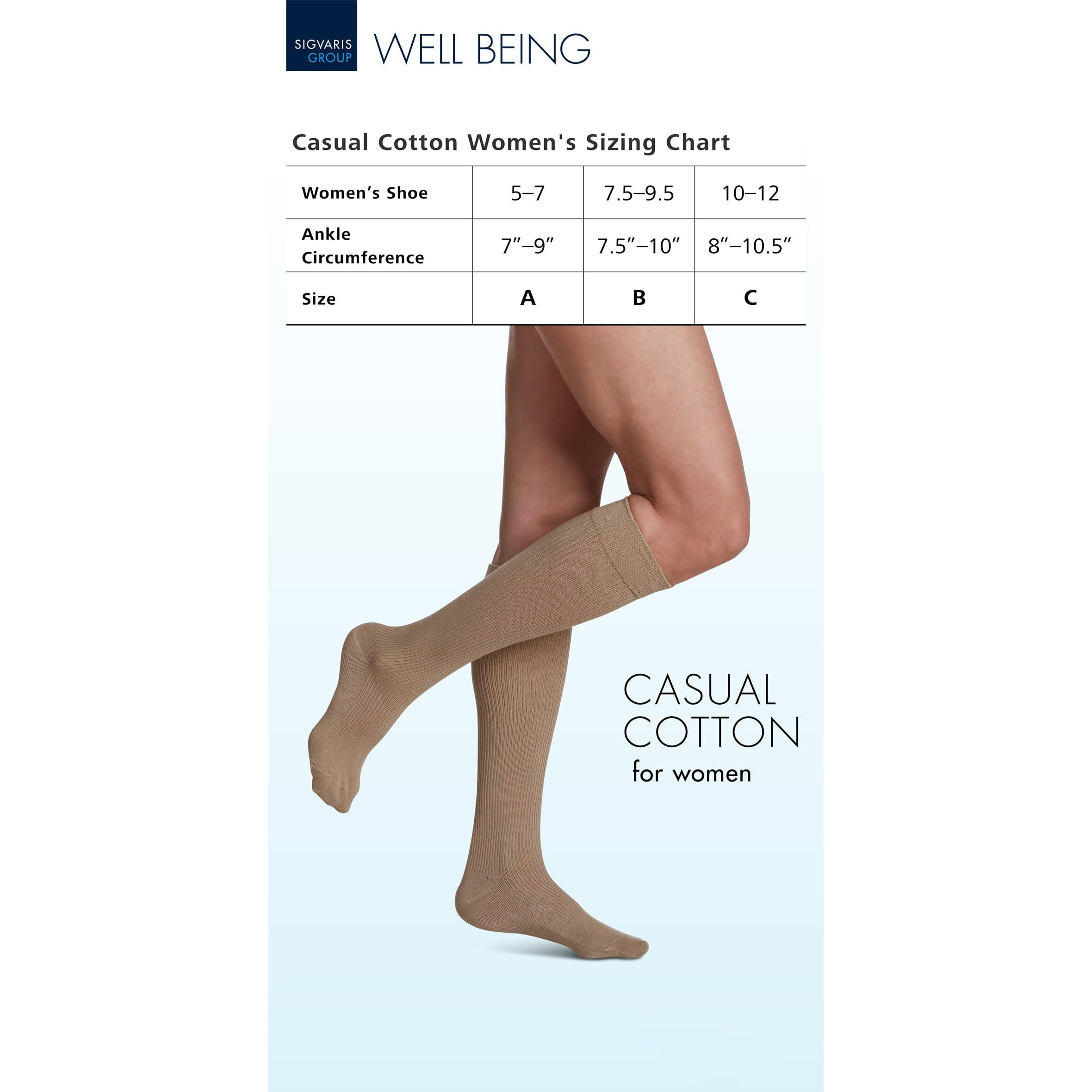 Sigvaris Women's Casual Cotton 146 - Calf High Medical Compression Socks - 15-20Mmhg - Black - A (Small)