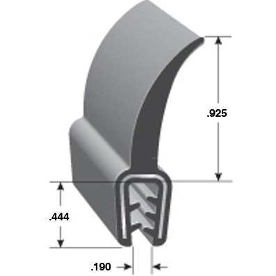 Trim-Lok Dd1201-25 Epdm Dual Durometer Rubber/Metal Carrier Flap Seal  Fits Edge 0.050"" - 0.090""  0.925"" Flap Length