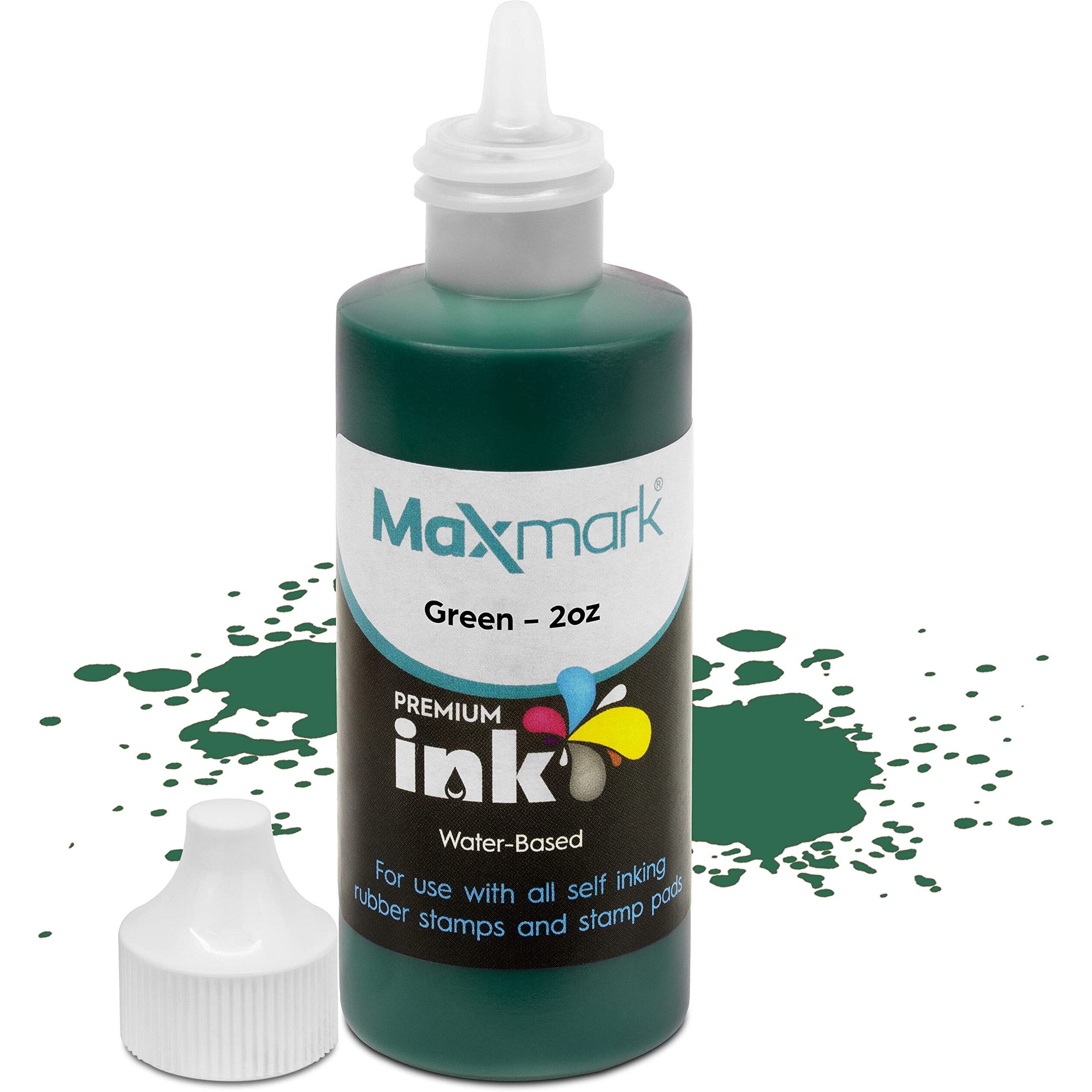 Maxmark Premium Refill Ink For Self Inking Stamps And Stamp Pads  Green Color - 2 Oz.