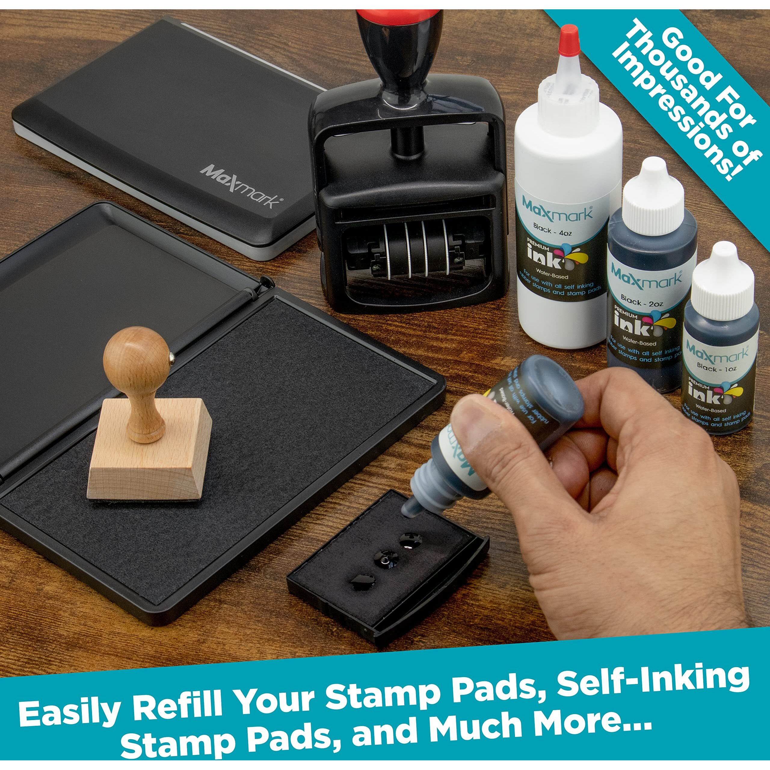 Maxmark Premium Refill Ink For Self Inking Stamps And Stamp Pads  Green Color - 2 Oz.