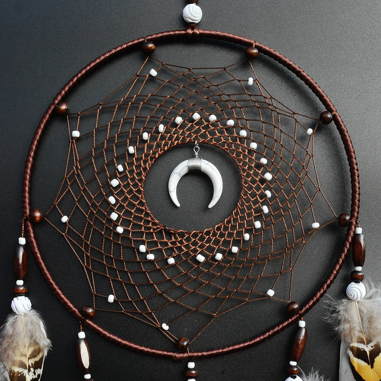 Urdeoms Large Dream Catchers For Bedroom Adult Brown Boho Dream Catcher Wall Decor With Turquoise Hanging Ornament Teen Dorm Room Decor Festival Gift (No.9)