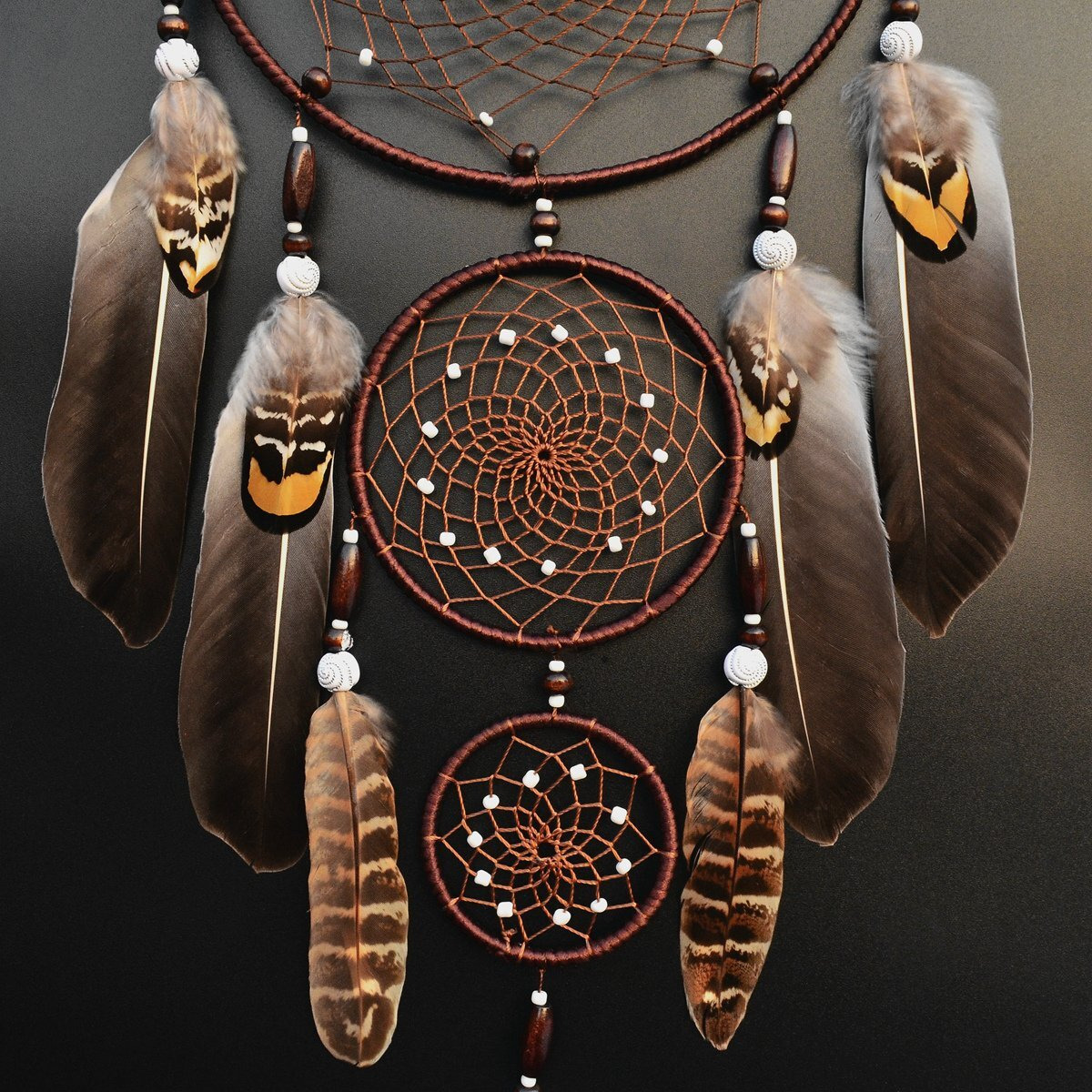 Urdeoms Large Dream Catchers For Bedroom Adult Brown Boho Dream Catcher Wall Decor With Turquoise Hanging Ornament Teen Dorm Room Decor Festival Gift (No.9)