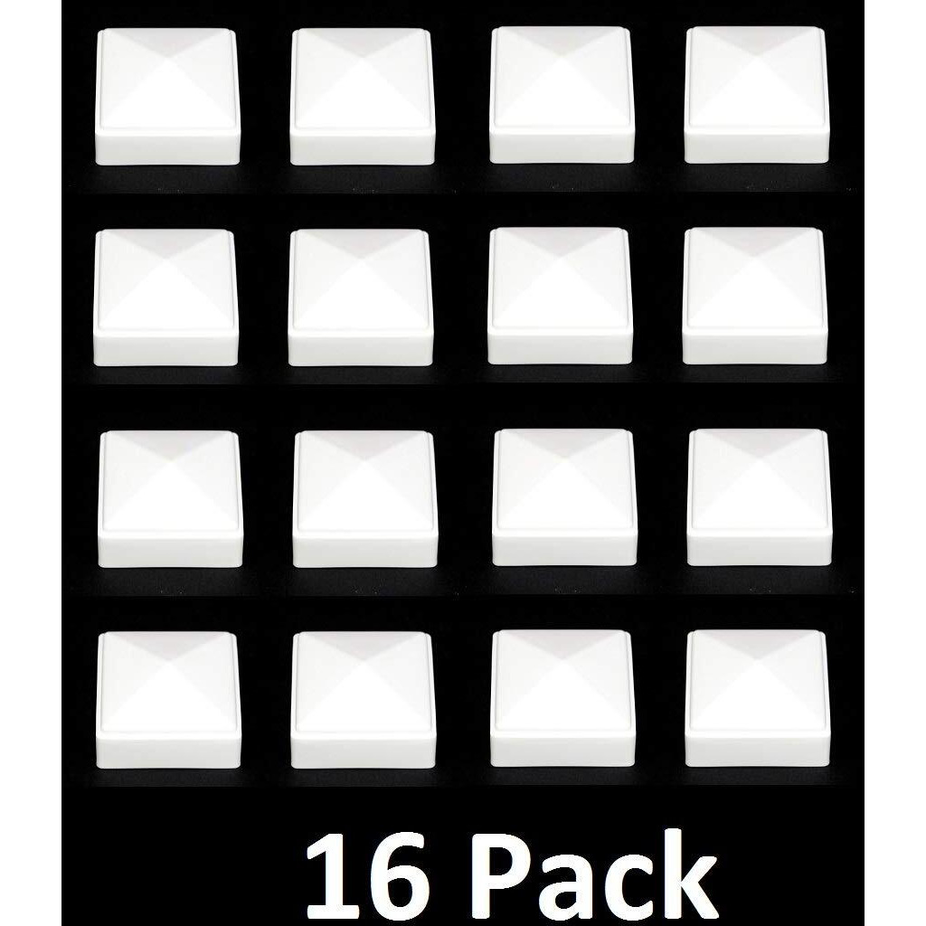 New Plastic White 2X2 Fence Post Caps For Metal  Plastic Vinyl Or Wood 2 X 2 Posts (16 Pack)