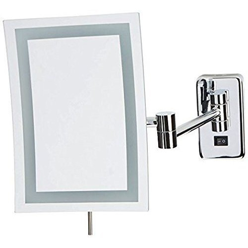Jerdon Rectangular 6.5-Inch X 9-Inch Wall Mount Mirror - Makeup Mirror With 5X Magnification And 15.5-Inch Wall Extension - Chrome Finish  Direct Wire Mirror - Model Jrt710Cld