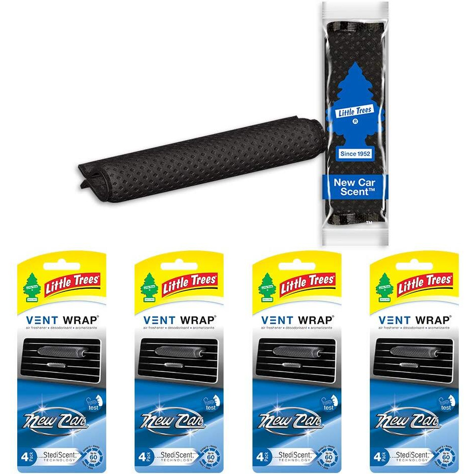 Little Trees Car Air Freshener | Vent Wrap Provides Long-Lasting Scent  Invisibly Fresh | New Car Scent  16 Count  (4) 4-Packs