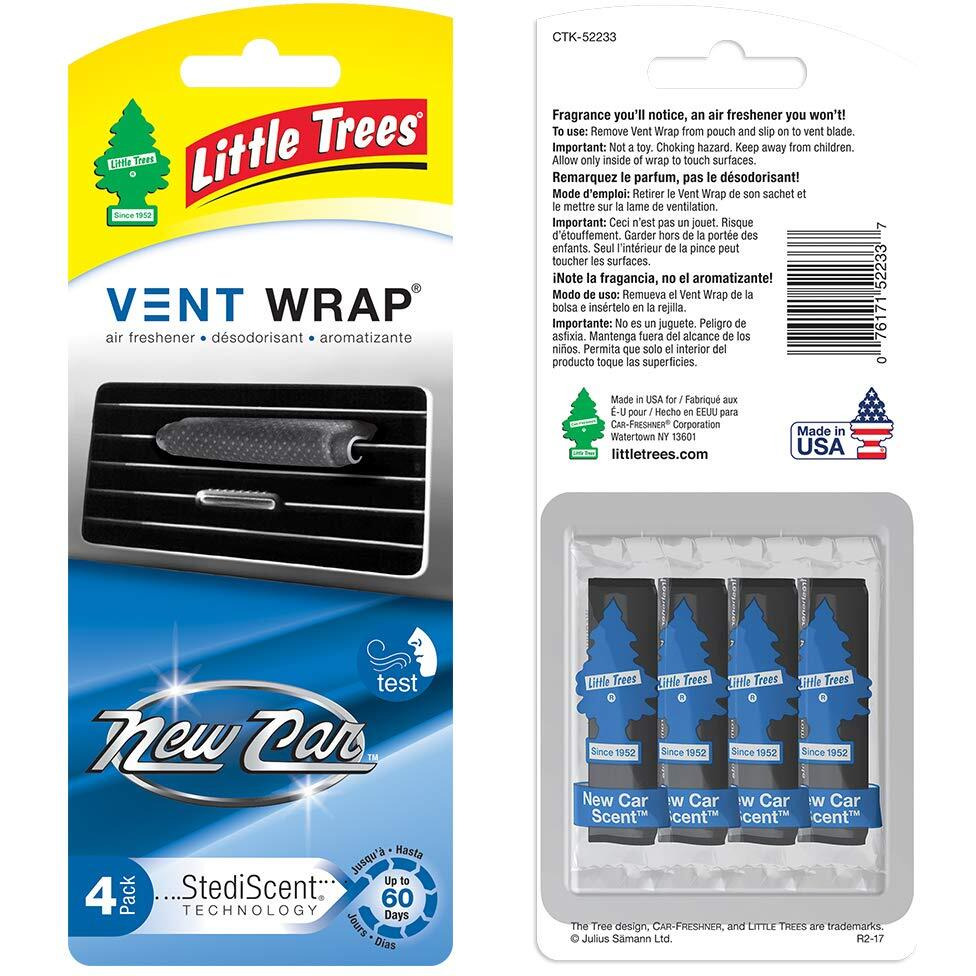 Little Trees Car Air Freshener | Vent Wrap Provides Long-Lasting Scent  Invisibly Fresh | New Car Scent  16 Count  (4) 4-Packs
