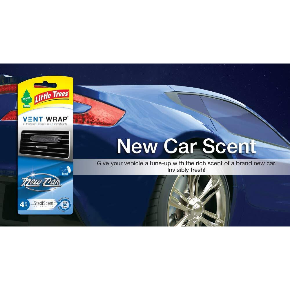 Little Trees Car Air Freshener | Vent Wrap Provides Long-Lasting Scent  Invisibly Fresh | New Car Scent  16 Count  (4) 4-Packs