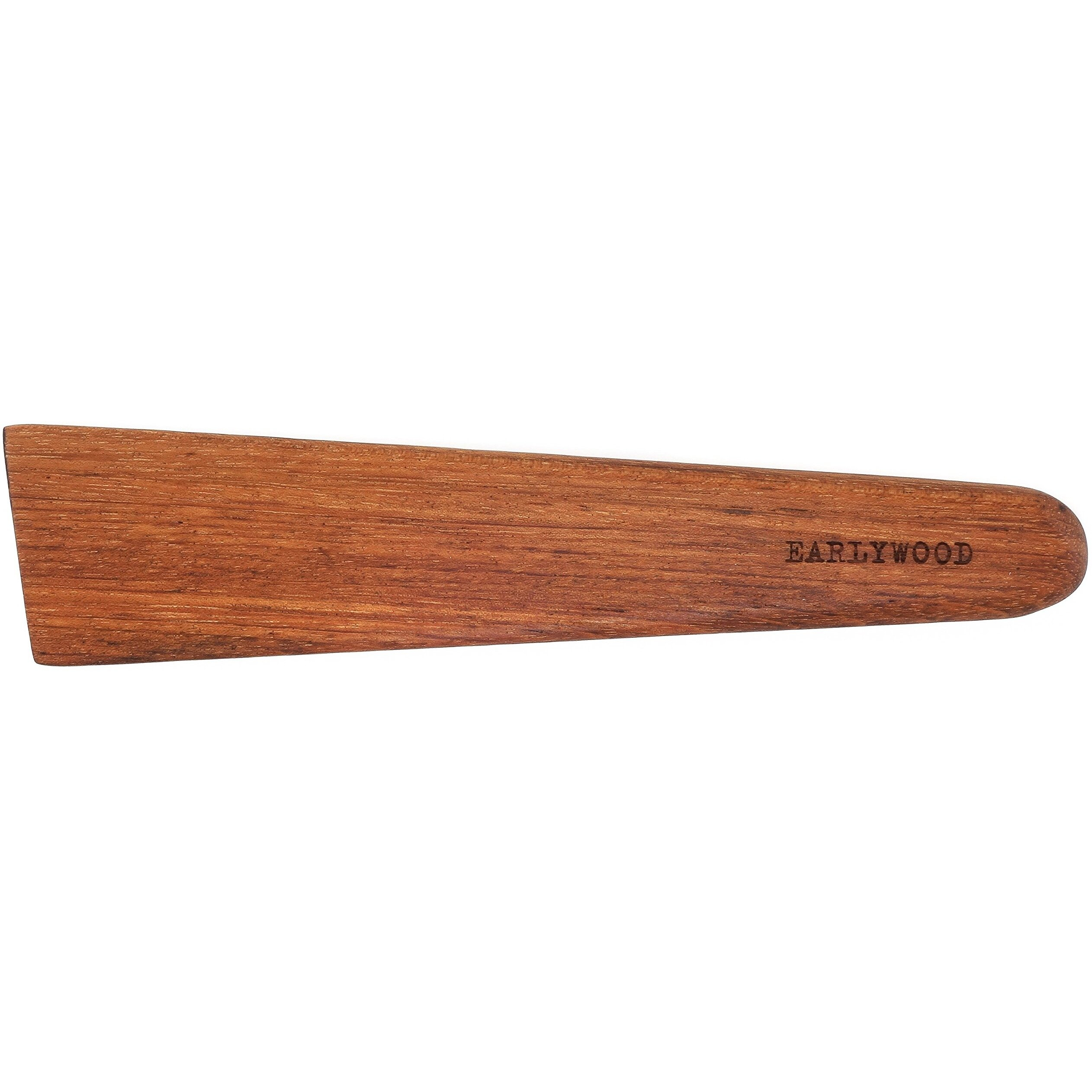 Earlywood 10 Inch Handmade Cooking Utensil For Kitchen  Multi-Purpose Wood Scraper And Egg Turner  Cast Iron Scraper And Wood Saute Spatula - Made In Usa - Jatoba