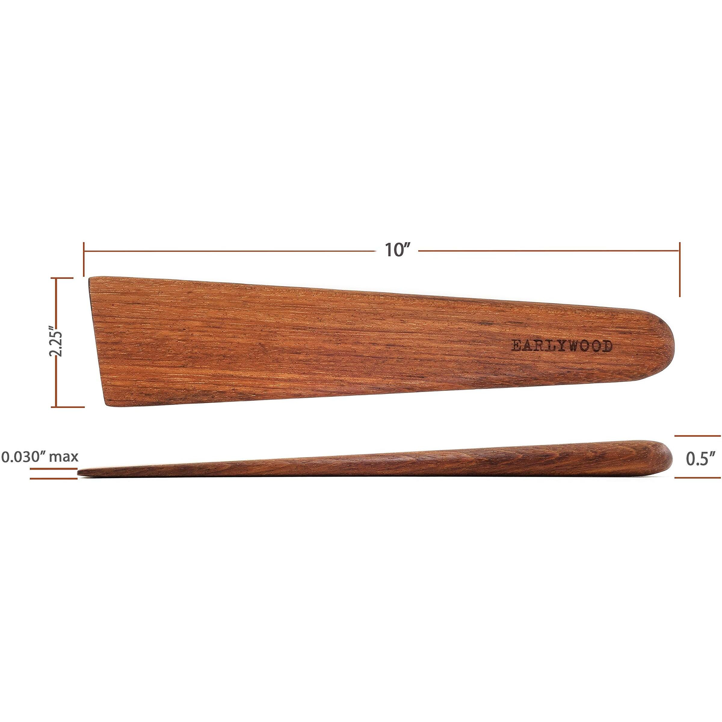 Earlywood 10 Inch Handmade Cooking Utensil For Kitchen  Multi-Purpose Wood Scraper And Egg Turner  Cast Iron Scraper And Wood Saute Spatula - Made In Usa - Jatoba