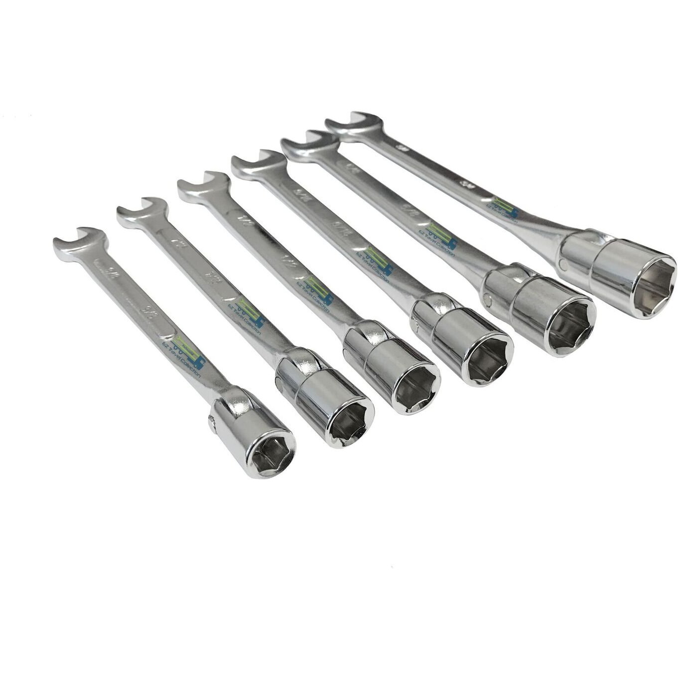 Ez Travel Collection 6 Pc Flex Socket 6 Point Flexible Head And Open End Sae Wrench Set