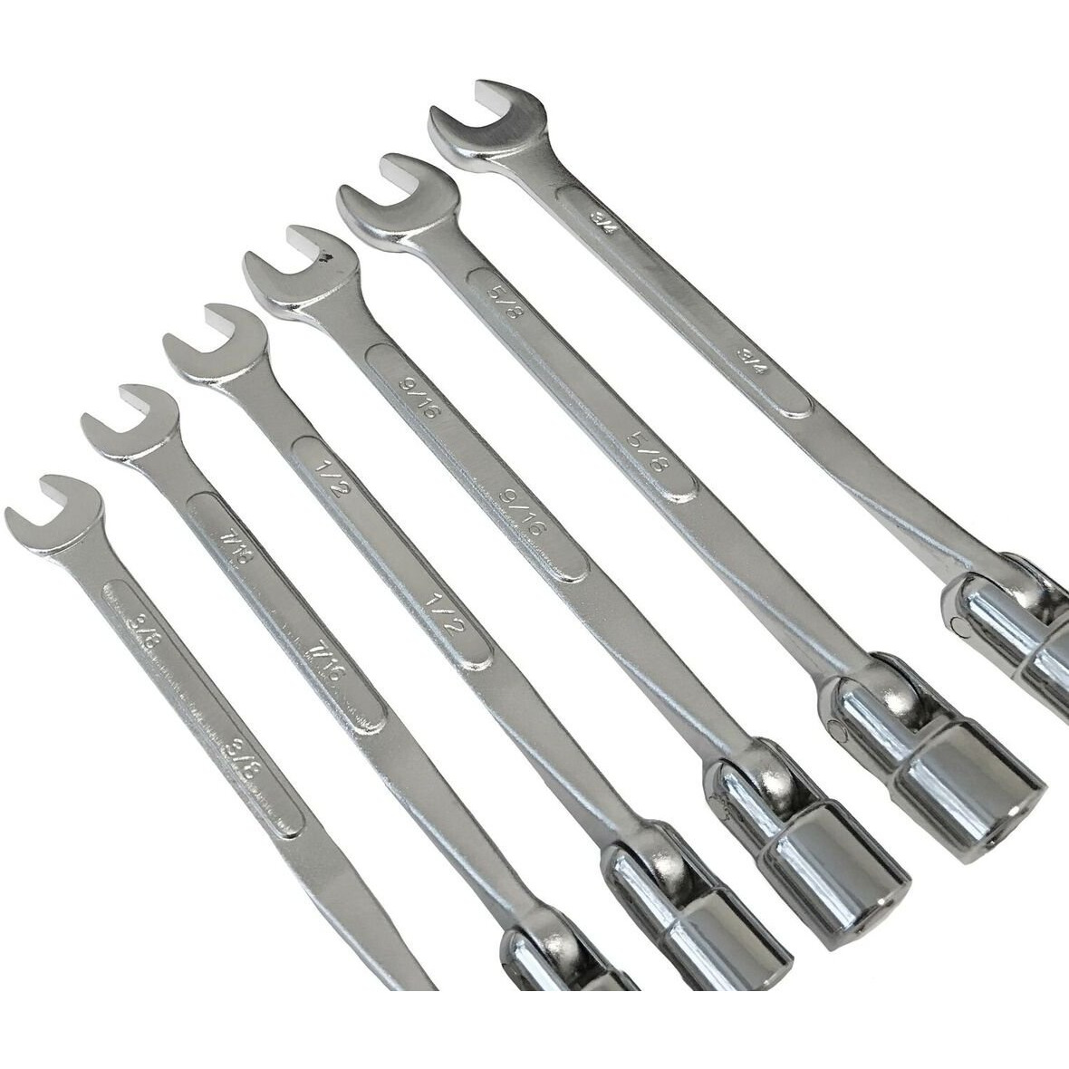 Ez Travel Collection 6 Pc Flex Socket 6 Point Flexible Head And Open End Sae Wrench Set