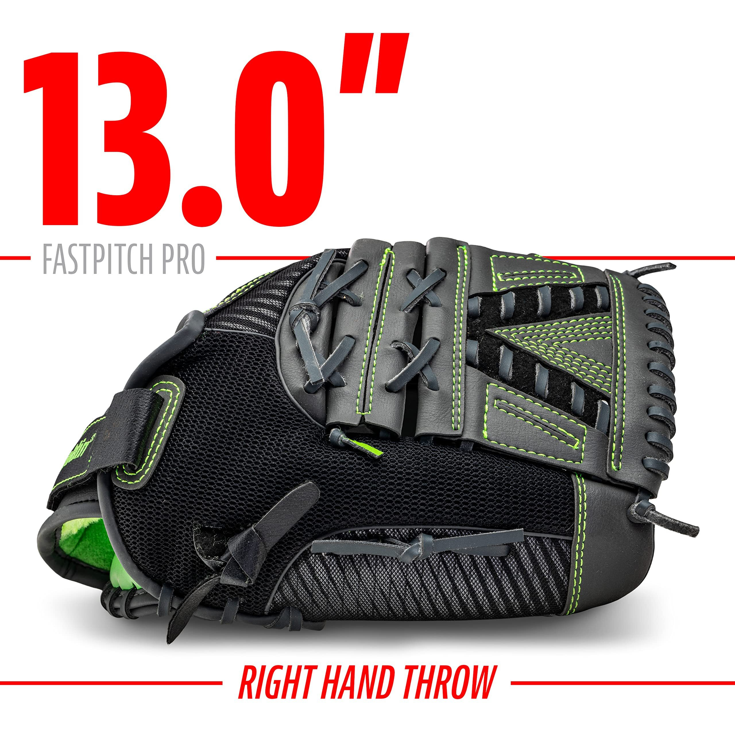 Franklin Sports Softball Glove - Windmill Fastpitch + Slowpitch Softball Glove - Green Softball Mitt - Right Hand Throw Adult + Youth - 13""  Lime