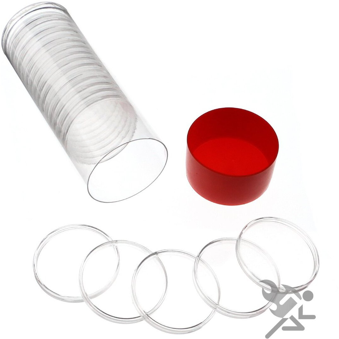 Red Capsule Tube & 20 Air-Tite H40 Direct Fit Coin Holder Capsules For 1Oz Silver Pandas