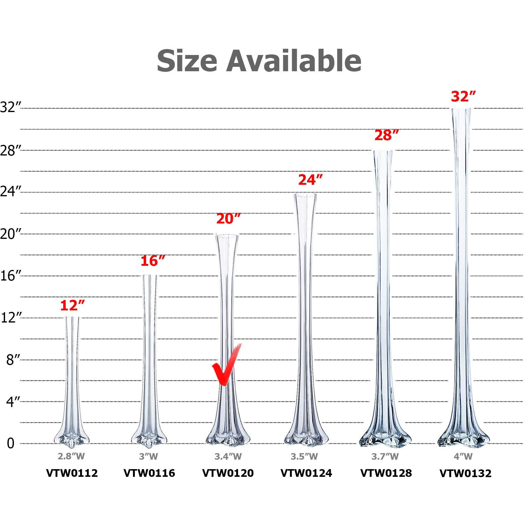 Wgv Eiffel Tower Vase  Open 1""  Height 20""  (Multiple Sizes Choices) Clear Glass Floral Container With Sturdy Base  Flower Centerpiece For Wedding Event Home Decor  Arts Crafts  1 Piece